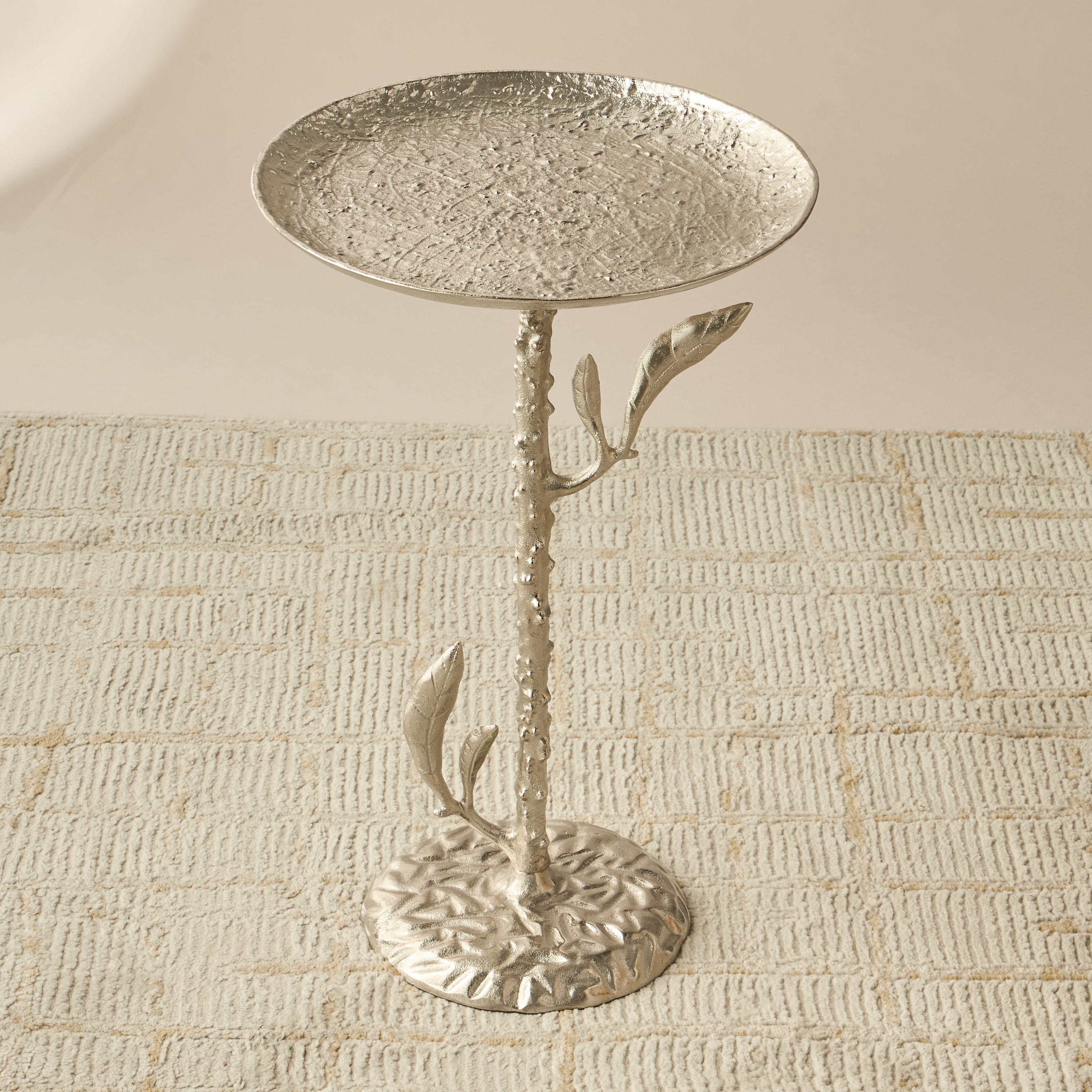 Metal Top Accent Table with Leaf Base - 34x34x55 cms-furniture-livingroom-sideandendtables-image-3
