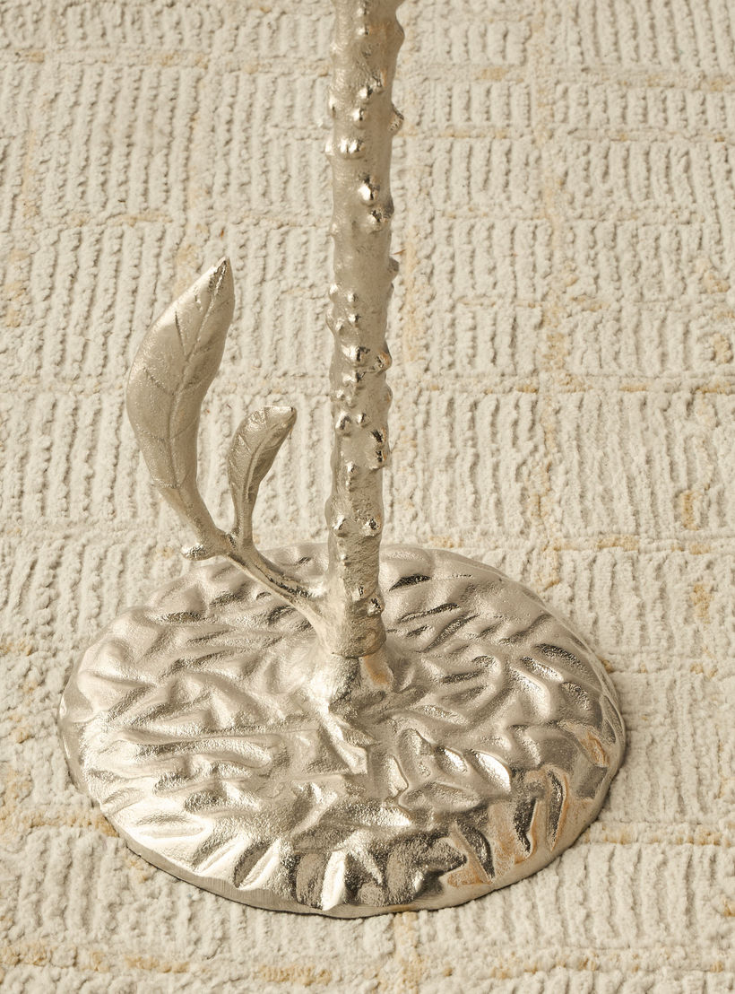طاولة زينة بسطح معدن وقاعدة مزينة بأوراق شجر - 34x34x55 سم-furniture-livingroom-sideandendtables-image-4
