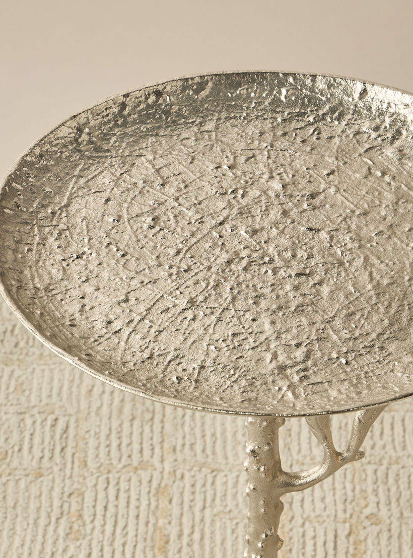 طاولة زينة بسطح معدن وقاعدة مزينة بأوراق شجر - 34x34x55 سم-furniture-livingroom-sideandendtables-image-5
