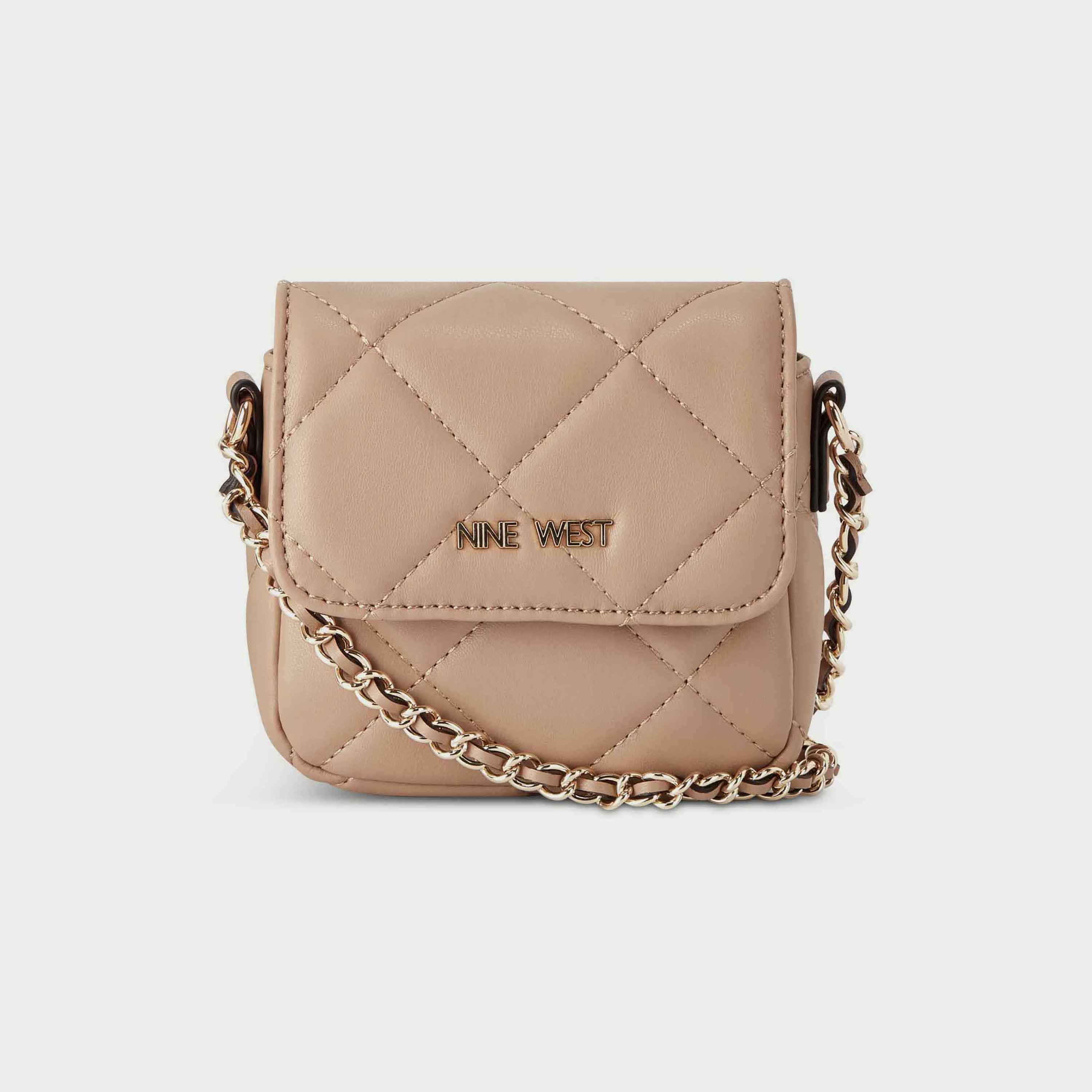 Nine West Crescent Quilted Crossbody Bag with Zip Closure and Strap in Beige-women-bagsandwallets-handbags-image-1