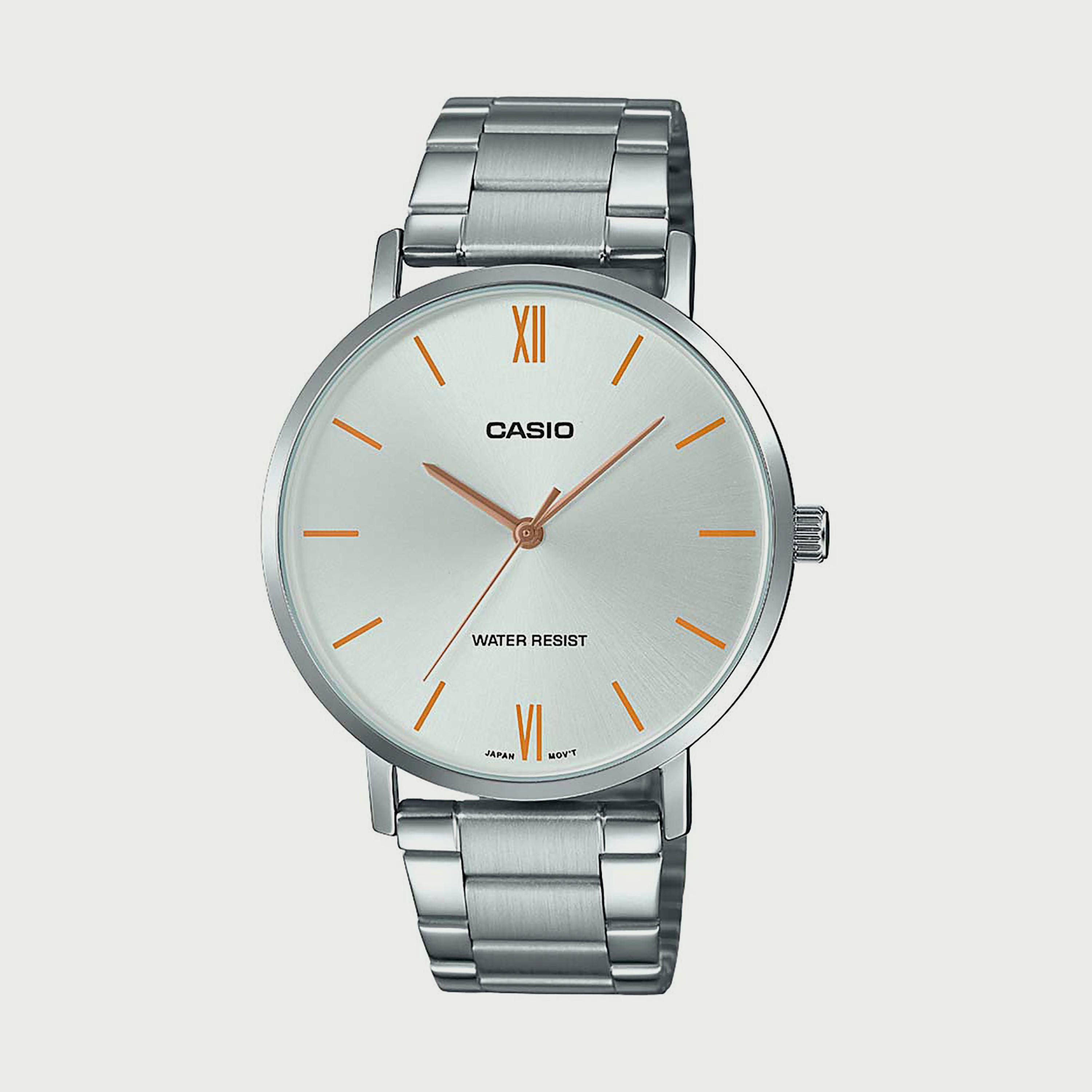 Casio Men's Silver Analog Stainless Steel Strap Watch MTP-VT01D-7BUDF | 40 MM-men-watchesandjewellery-watches-image-1