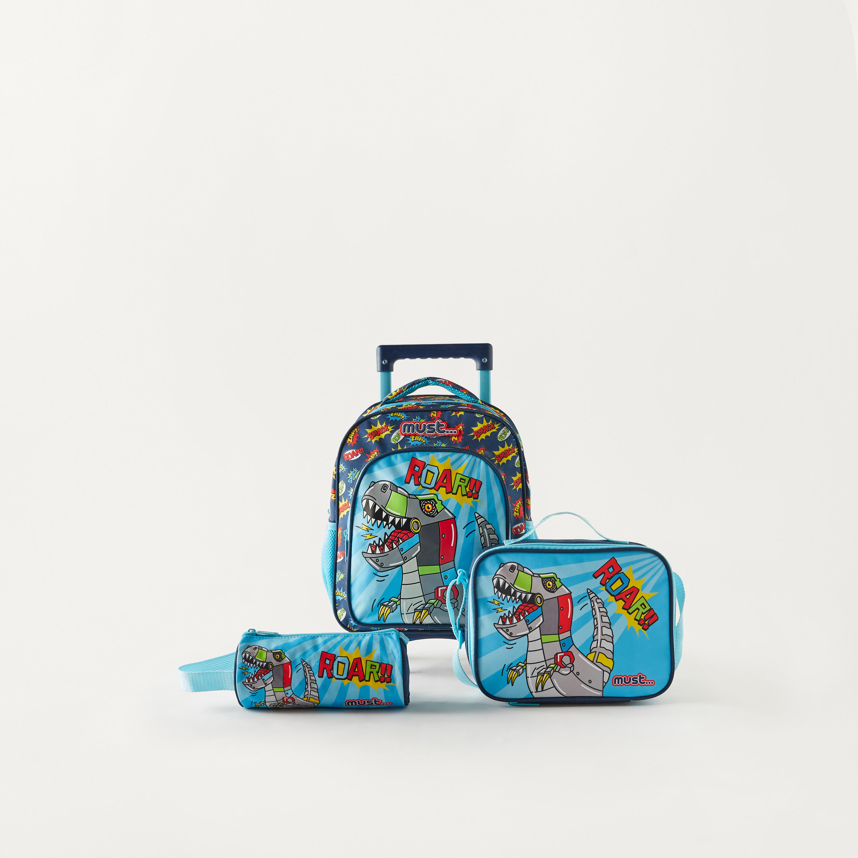 Must 3-Piece Dinosaur Graphic Print 12-inch Trolley Backpack Set - 2-Year Warranty-school-bagsandbackpacks-sets-image-1