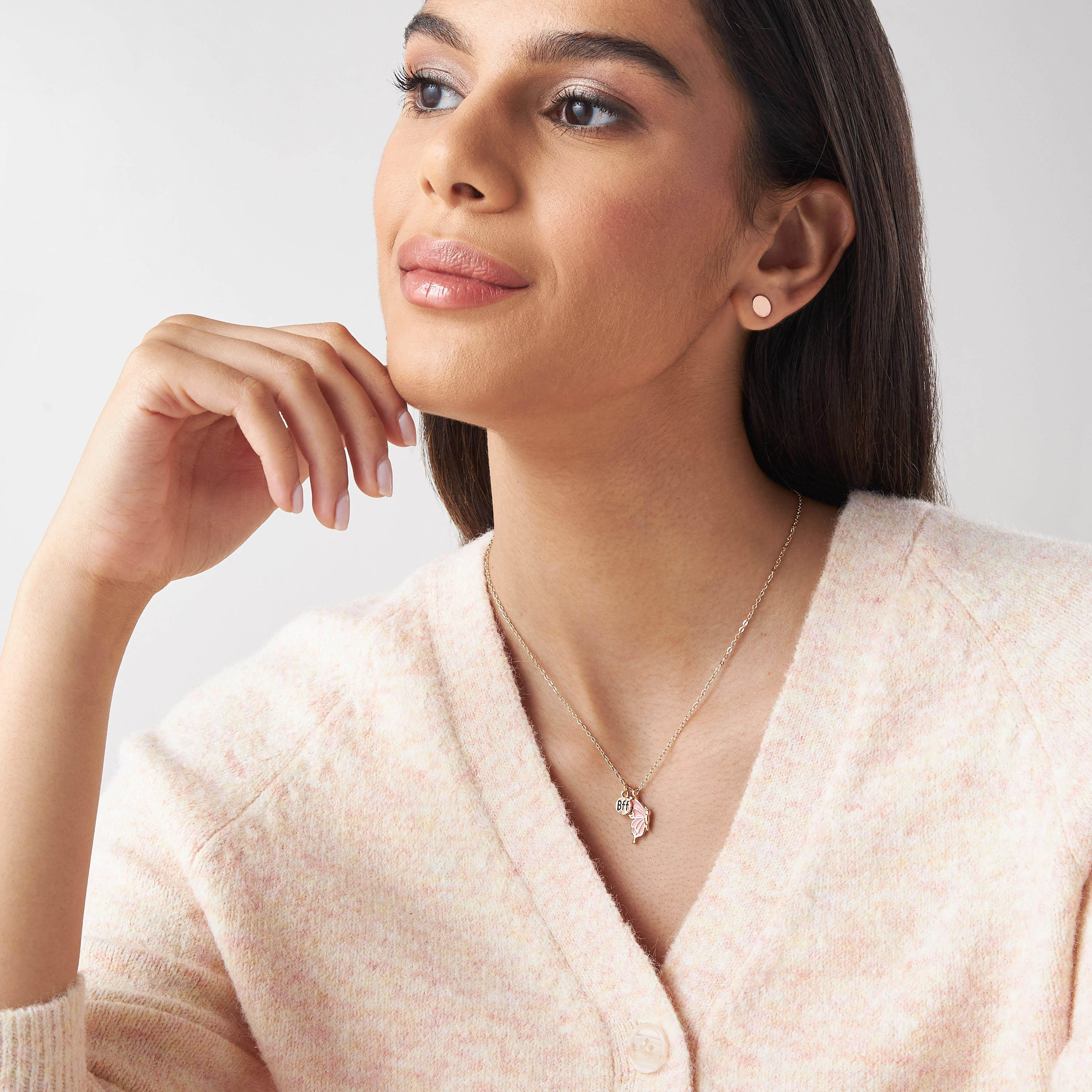 Mistotes Butterfly Pendant Necklace with BFF Charm - Set of 2-women-watchesandjewellery-jewellery-necklacesandpendants-image-1