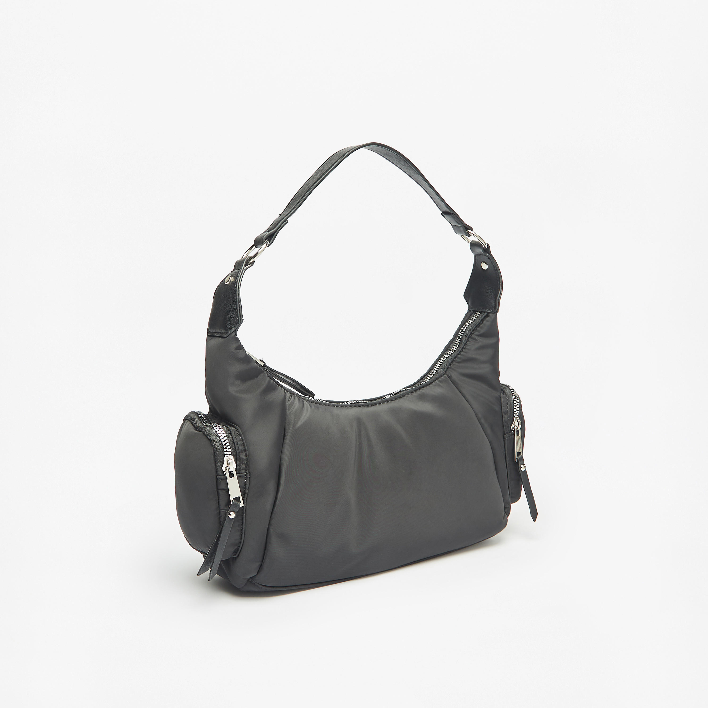 شنطة كتف سادة بحزام قابل للتعديل وسحاب إغلاق من ميسي-women-bagsandwallets-handbags-image-2