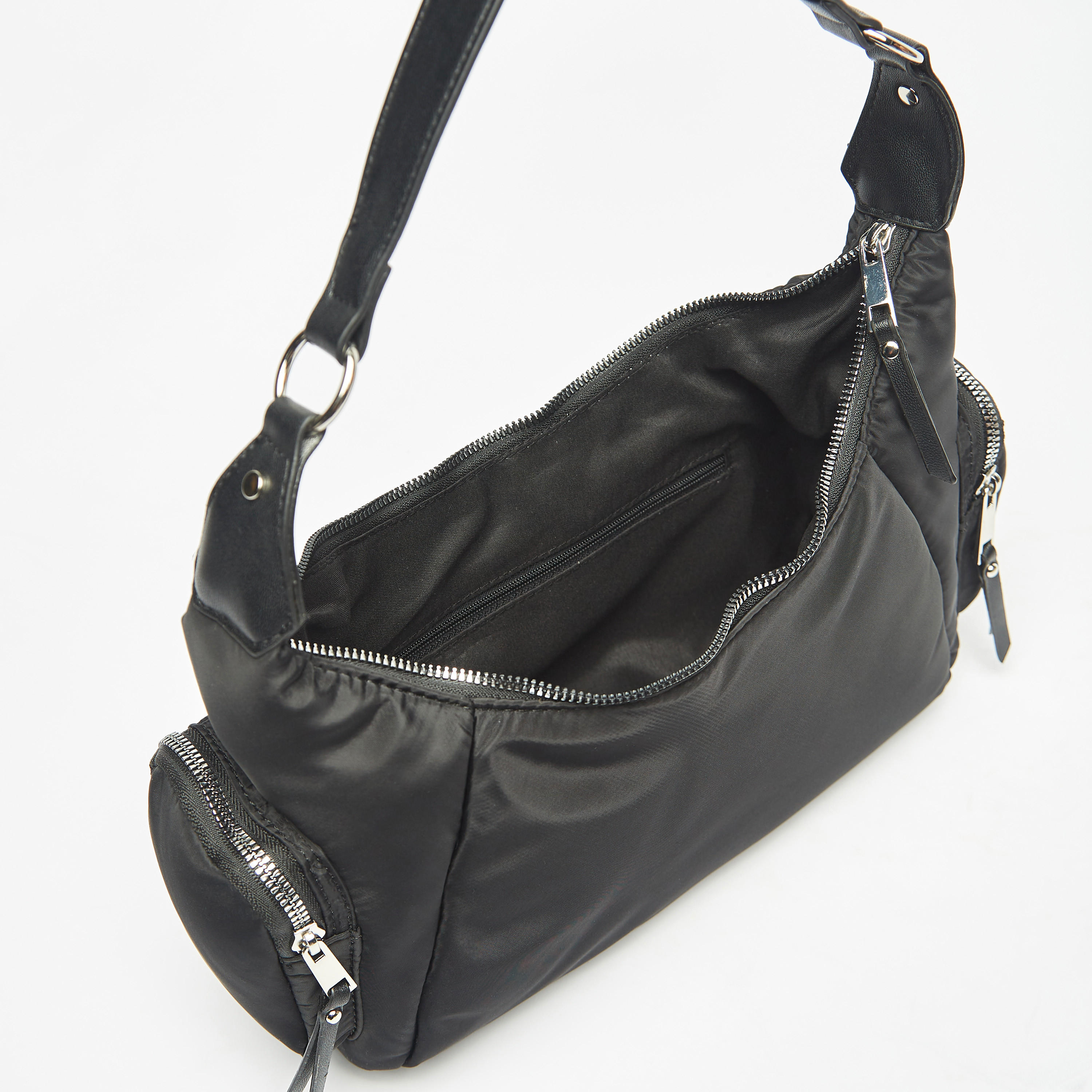شنطة كتف سادة بحزام قابل للتعديل وسحاب إغلاق من ميسي-women-bagsandwallets-handbags-image-4