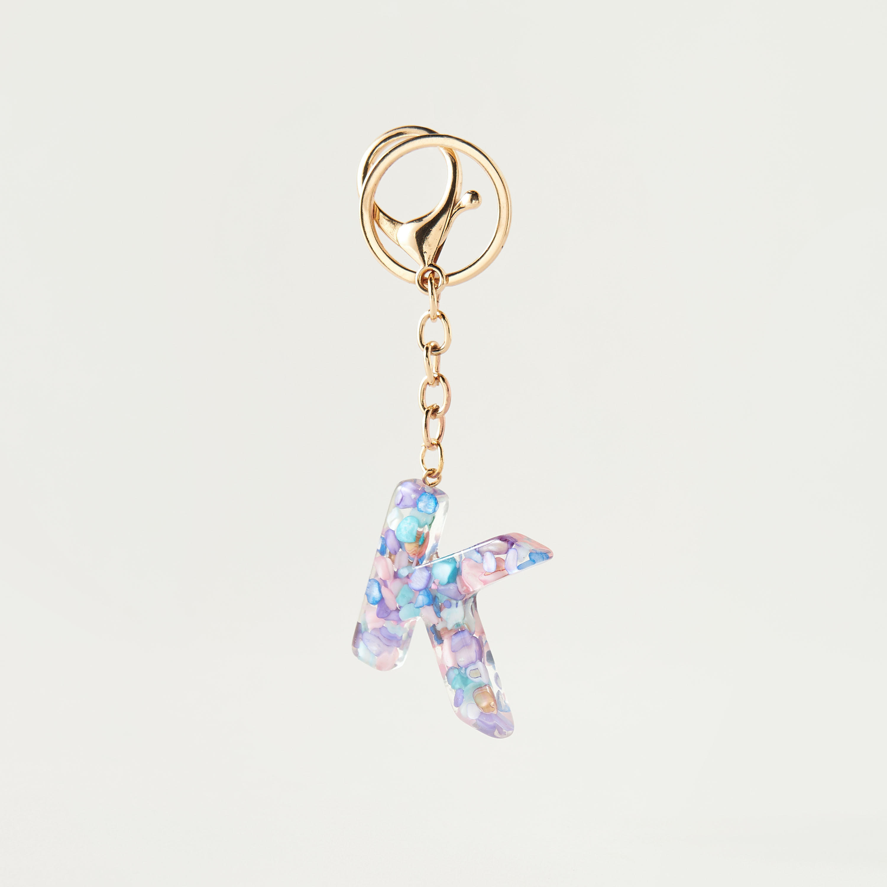 Metallic Hooked Keychain with Initial K-girls-accessories-keyringsandbagcharms-image-4