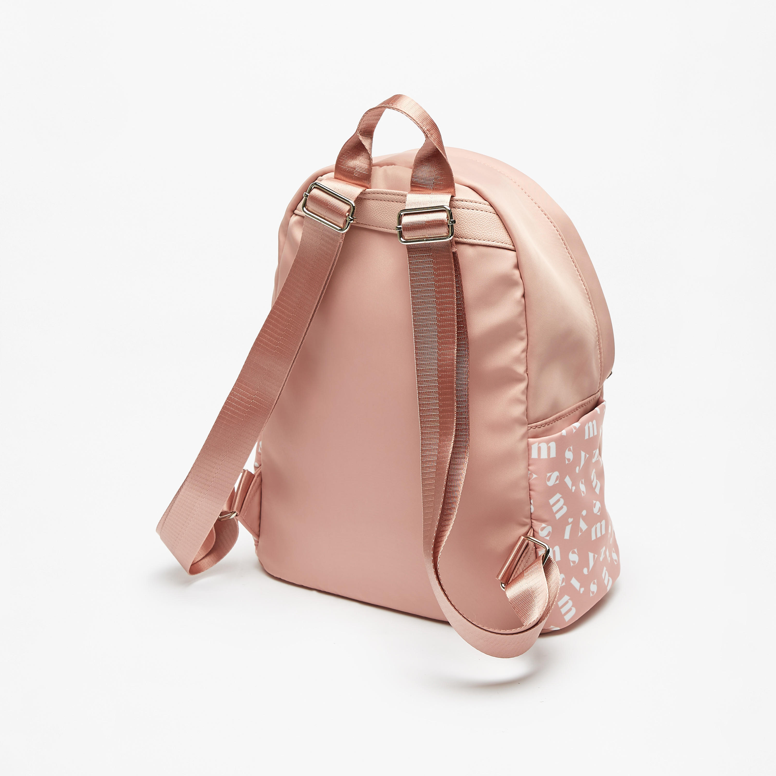 Missy Monogram Print Backpack with Adjustable Straps and Zip Closure-women-bagsandwallets-backpacks-image-3
