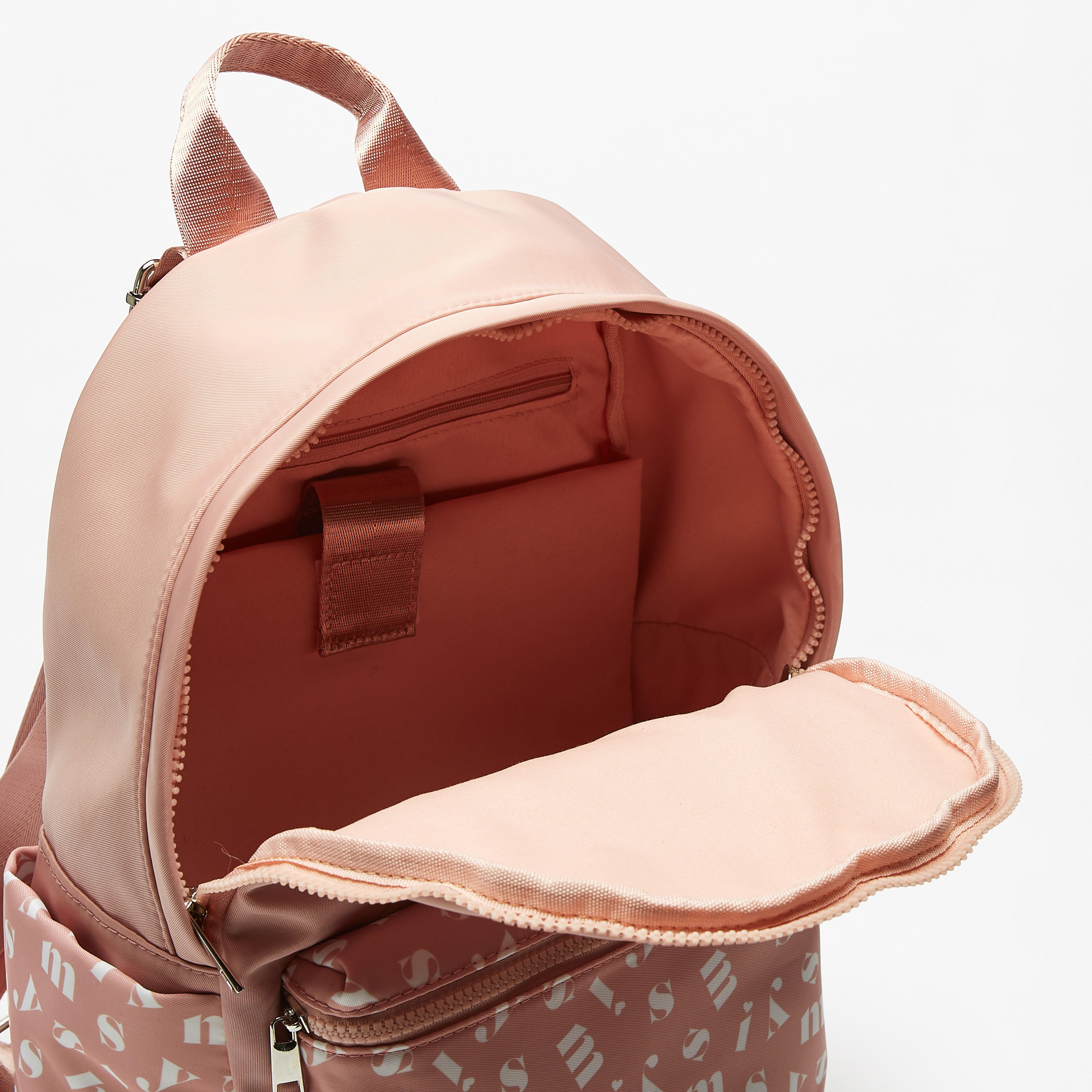Missy Monogram Print Backpack with Adjustable Straps and Zip Closure-women-bagsandwallets-backpacks-image-6