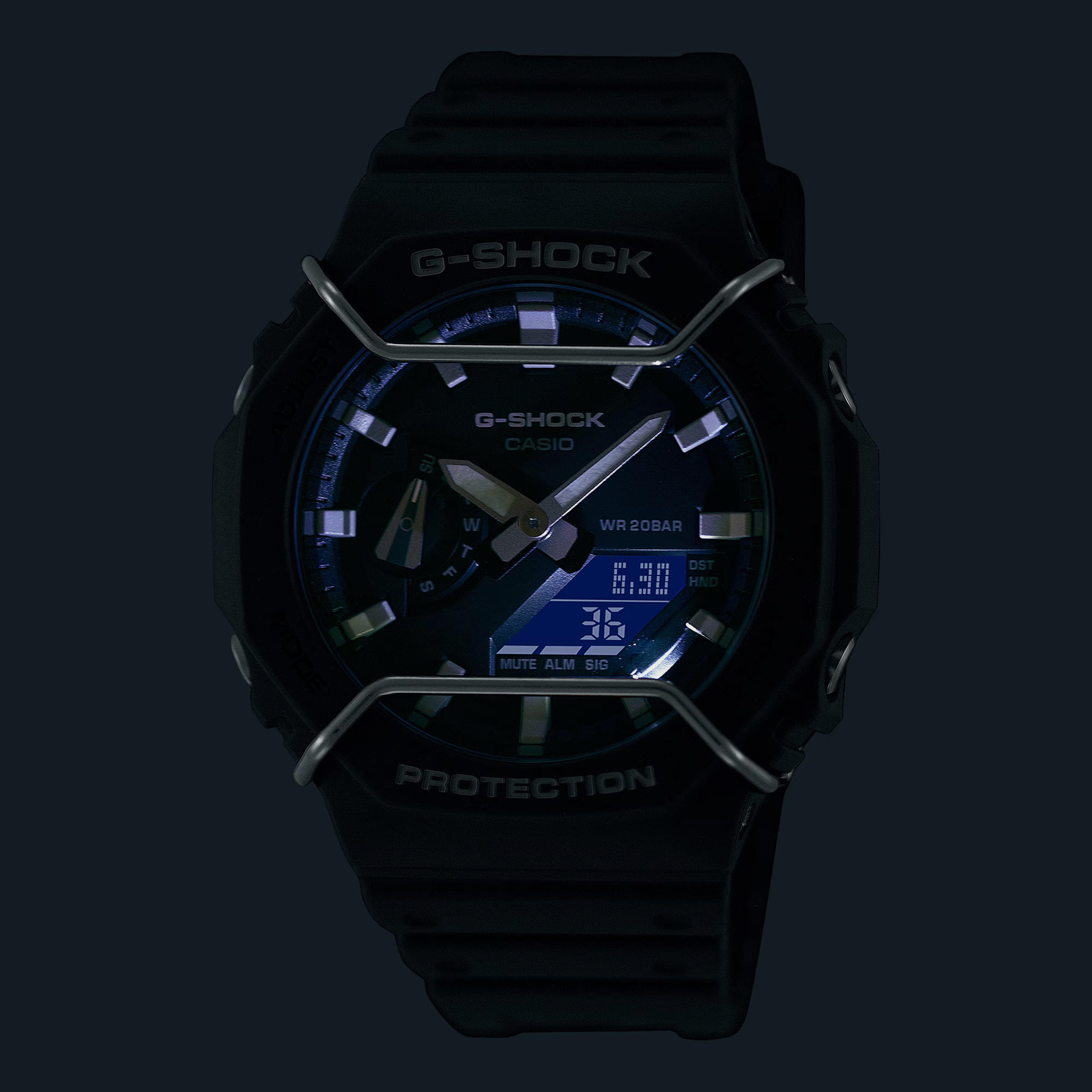 GA-2100PTS-8ADR ساعة أنالوج رقمية للرجال بلون أسود مع سوار سيليكون من جي شوك-men-watchesandjewellery-watches-image-2