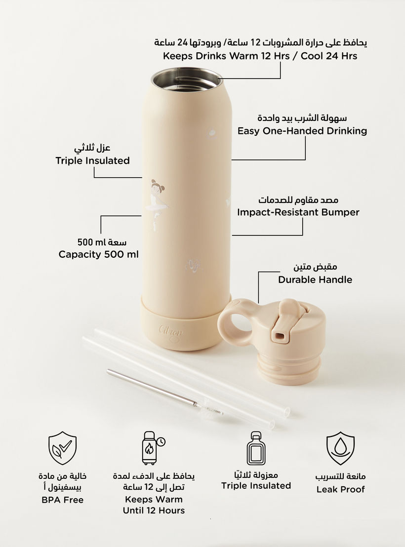 قارورة مياه ستانلس ستيل بطبعات باليرينا من سيترون - 500 مل-school-waterbottles-image-2
