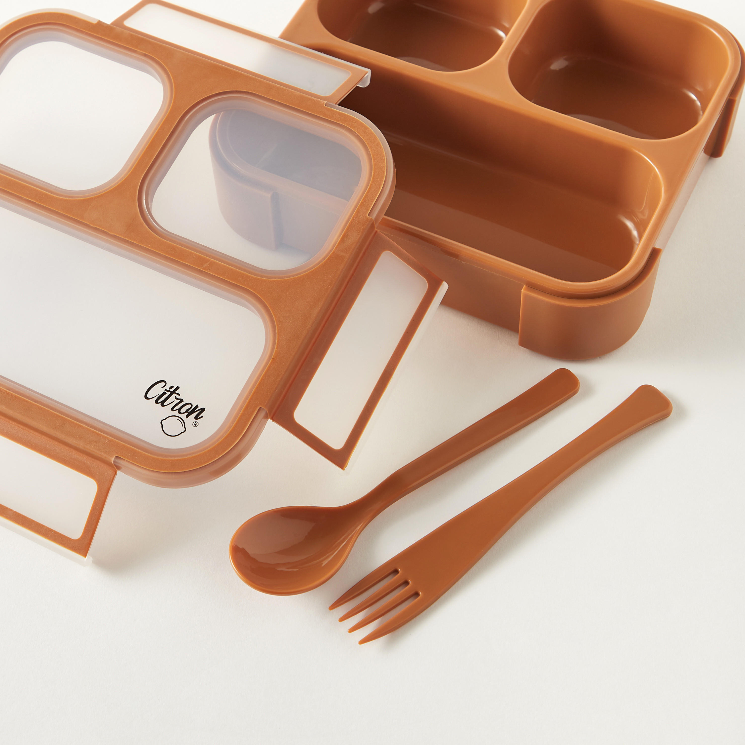 Citron Sectioned Lunch Box with Fork and Spoon-school-lunchessentials-lunchboxes-image-3