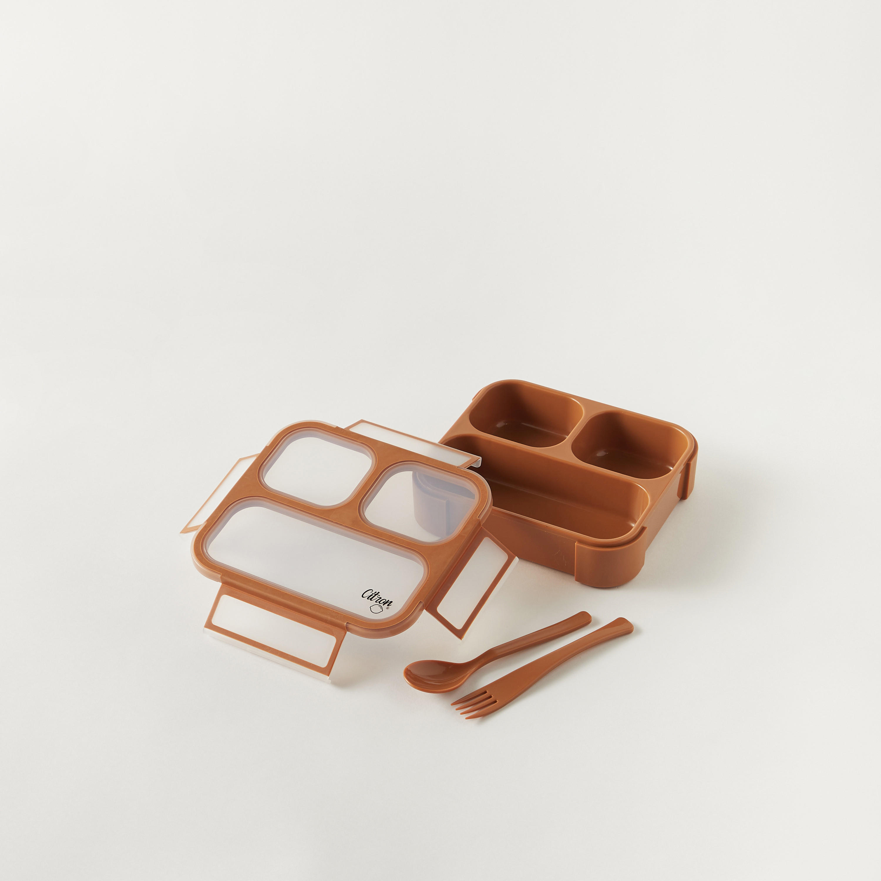 Citron Sectioned Lunch Box with Fork and Spoon-school-lunchessentials-lunchboxes-image-4