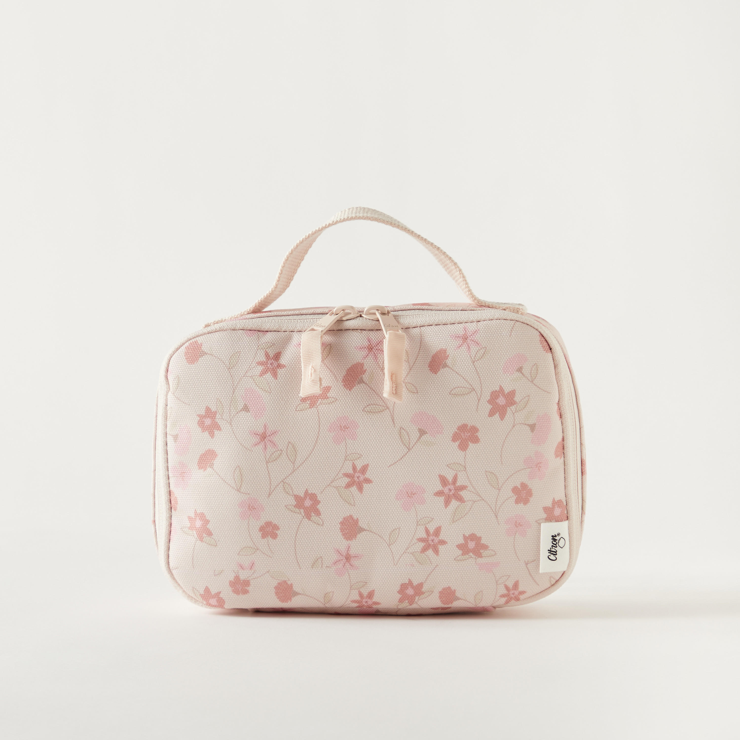 Citron Floral Print Insulated Lunch Bag with Handle and Zip Closure-school-lunchessentials-lunchbags-image-1
