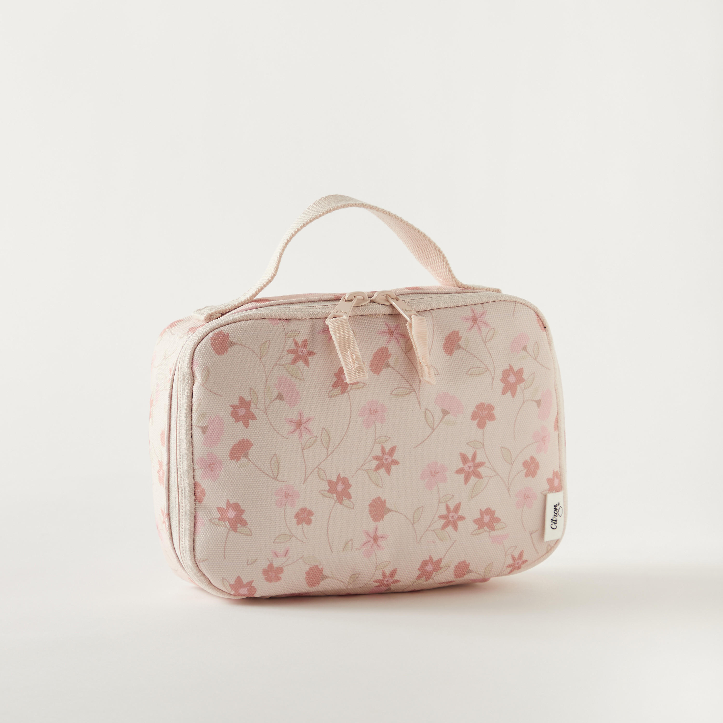 Citron Floral Print Insulated Lunch Bag with Handle and Zip Closure-school-lunchessentials-lunchbags-image-2