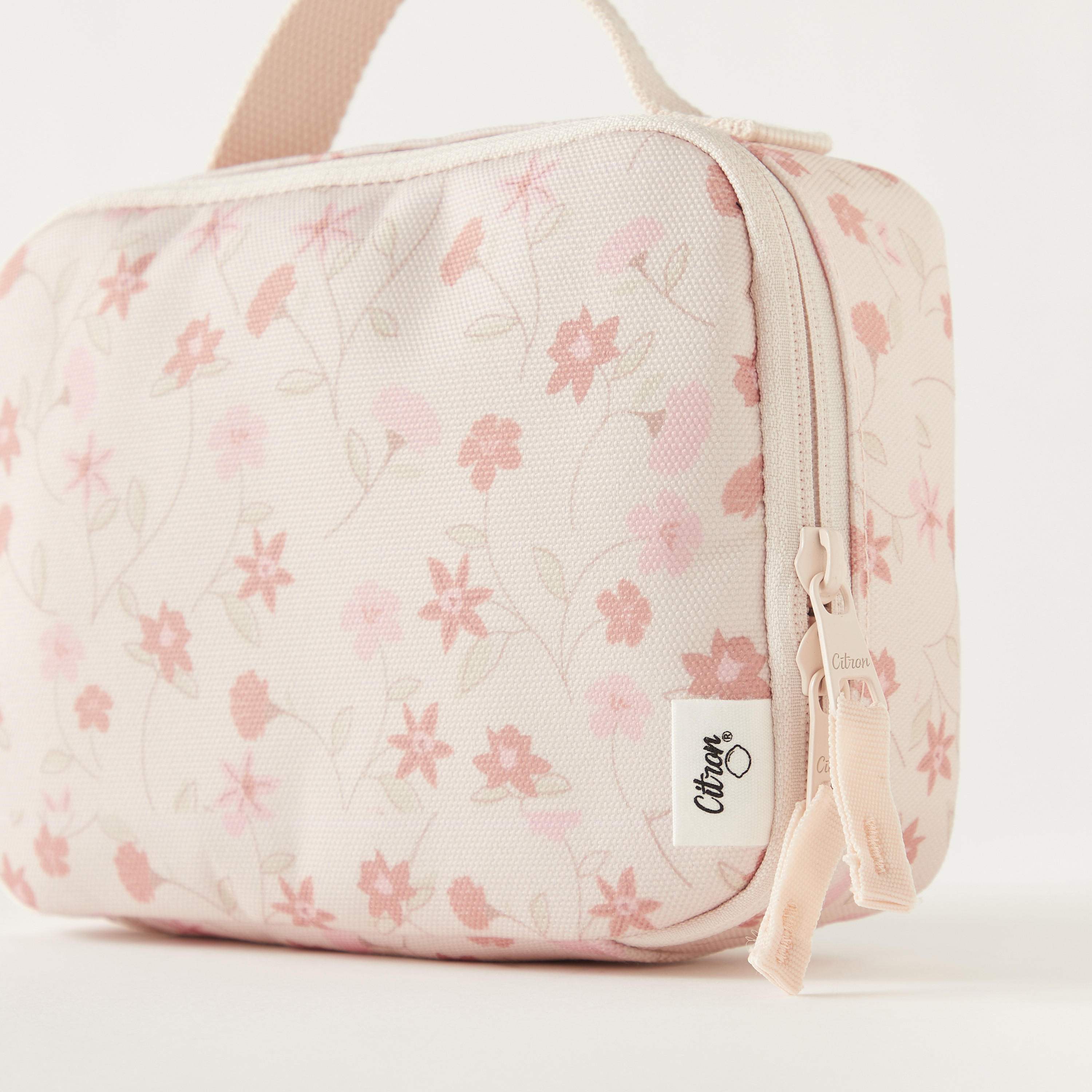 Citron Floral Print Insulated Lunch Bag with Handle and Zip Closure-school-lunchessentials-lunchbags-image-3
