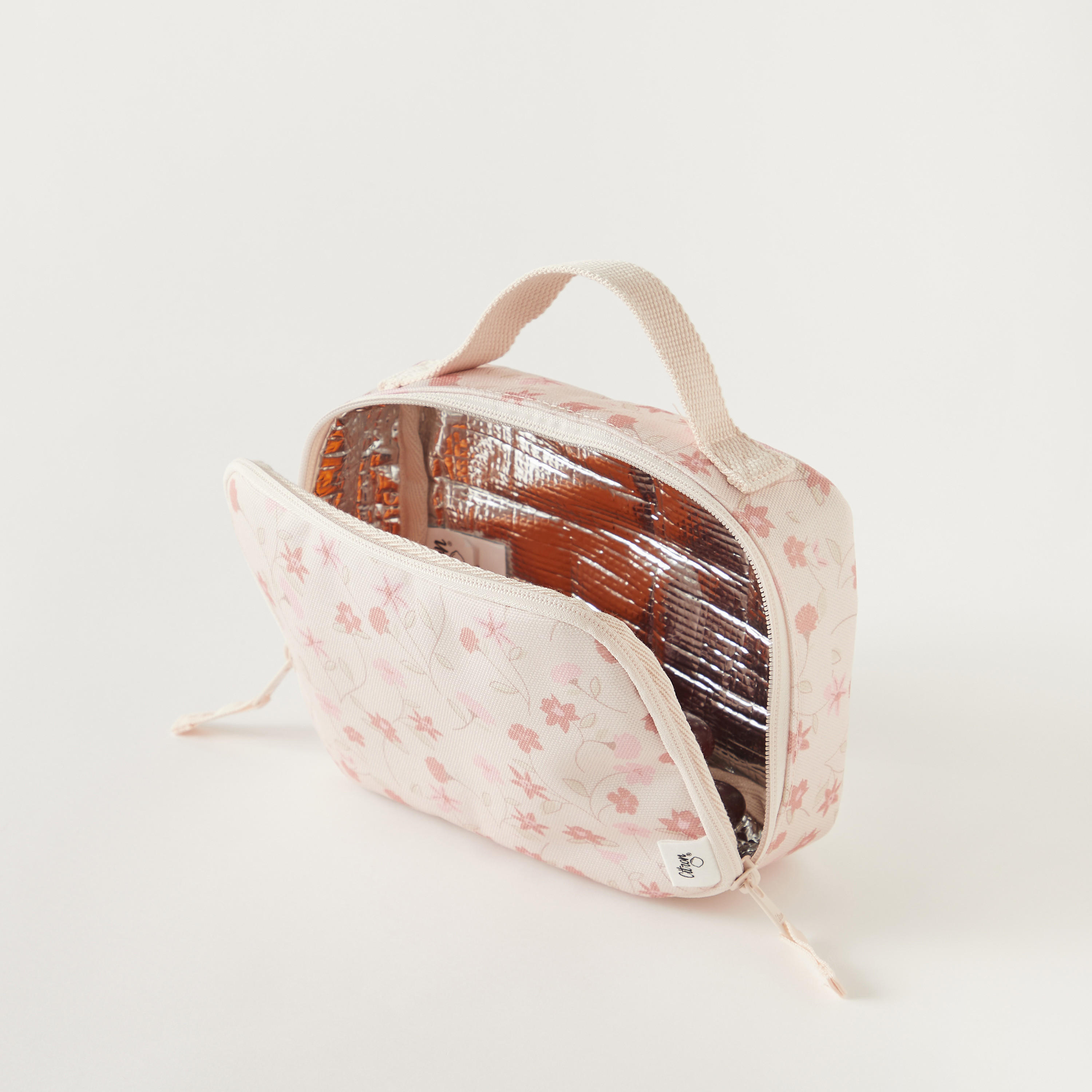Citron Floral Print Insulated Lunch Bag with Handle and Zip Closure-school-lunchessentials-lunchbags-image-4