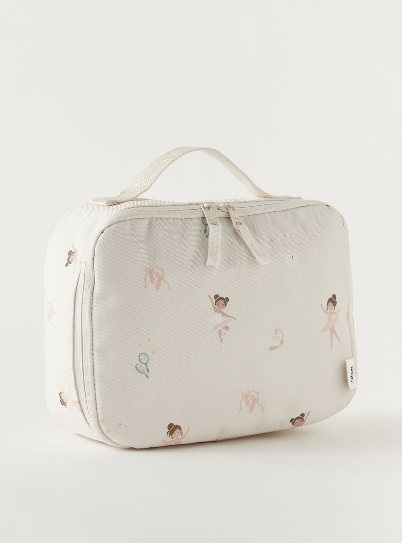 Citron Ballerina Print Insulated Lunch Bag with Handle and Zip Closure-school-lunchessentials-lunchbags-image-2