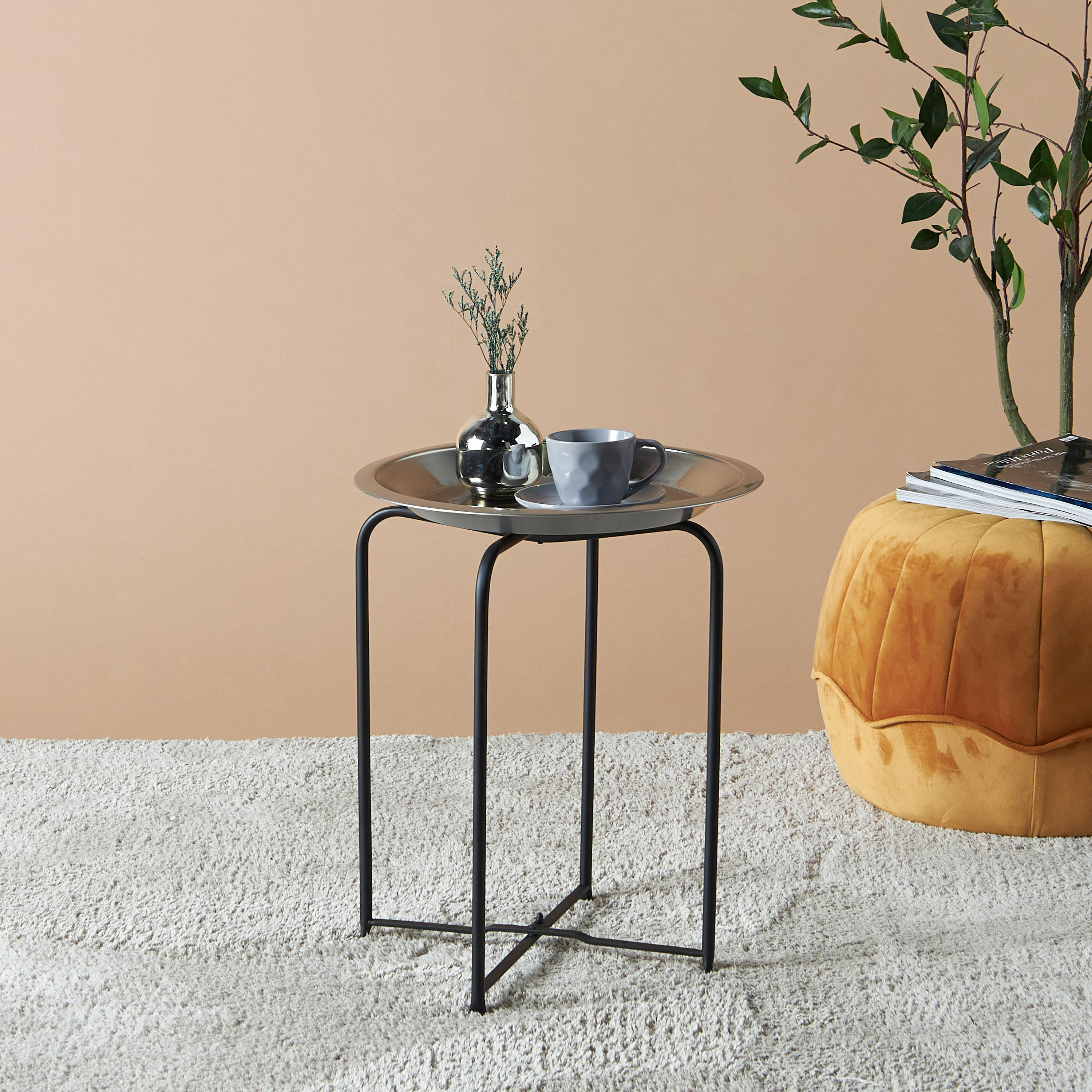 Metal Top Accent Table - 41x41x49 cm-furniture-livingroom-sideandendtables-image-1