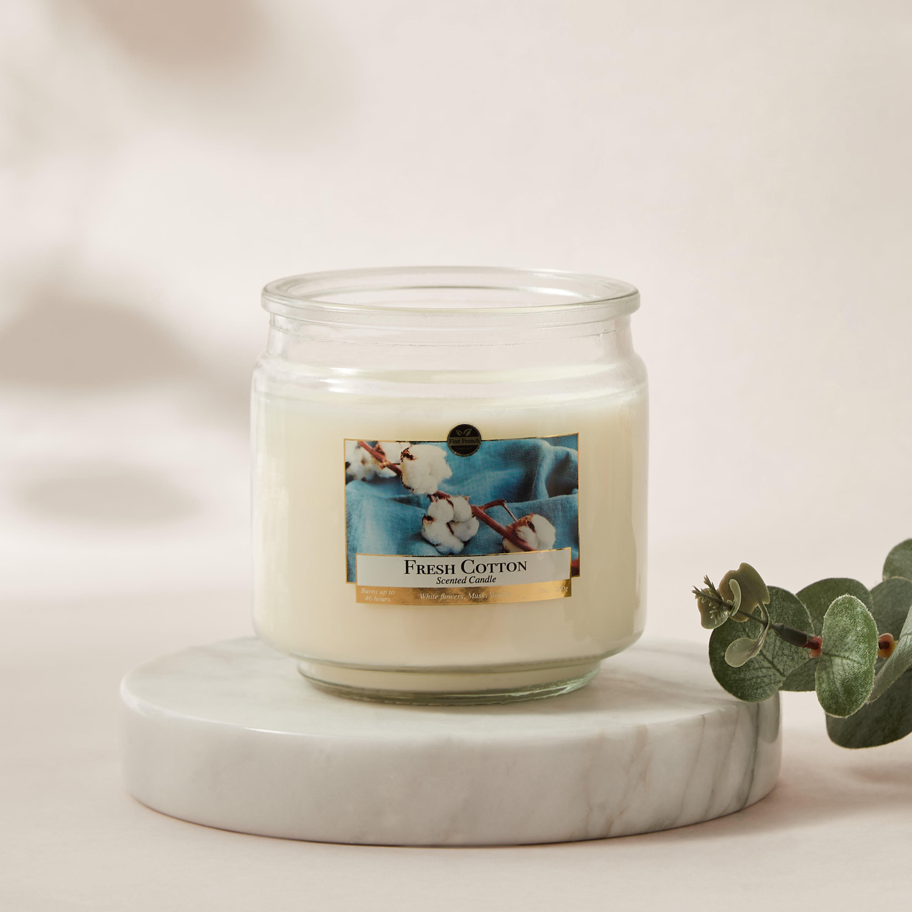 Fresh Cotton Scented Jar Candle - 280 gms-household-homefragrance-candles-image-1