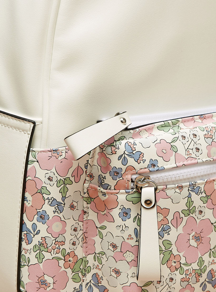شنطة ظهر بطبعات أزهار وحمّالات كتف قابلة للتّعديل وسحّاب إغلاق من ميسي-women-bagsandwallets-backpacks-image-4
