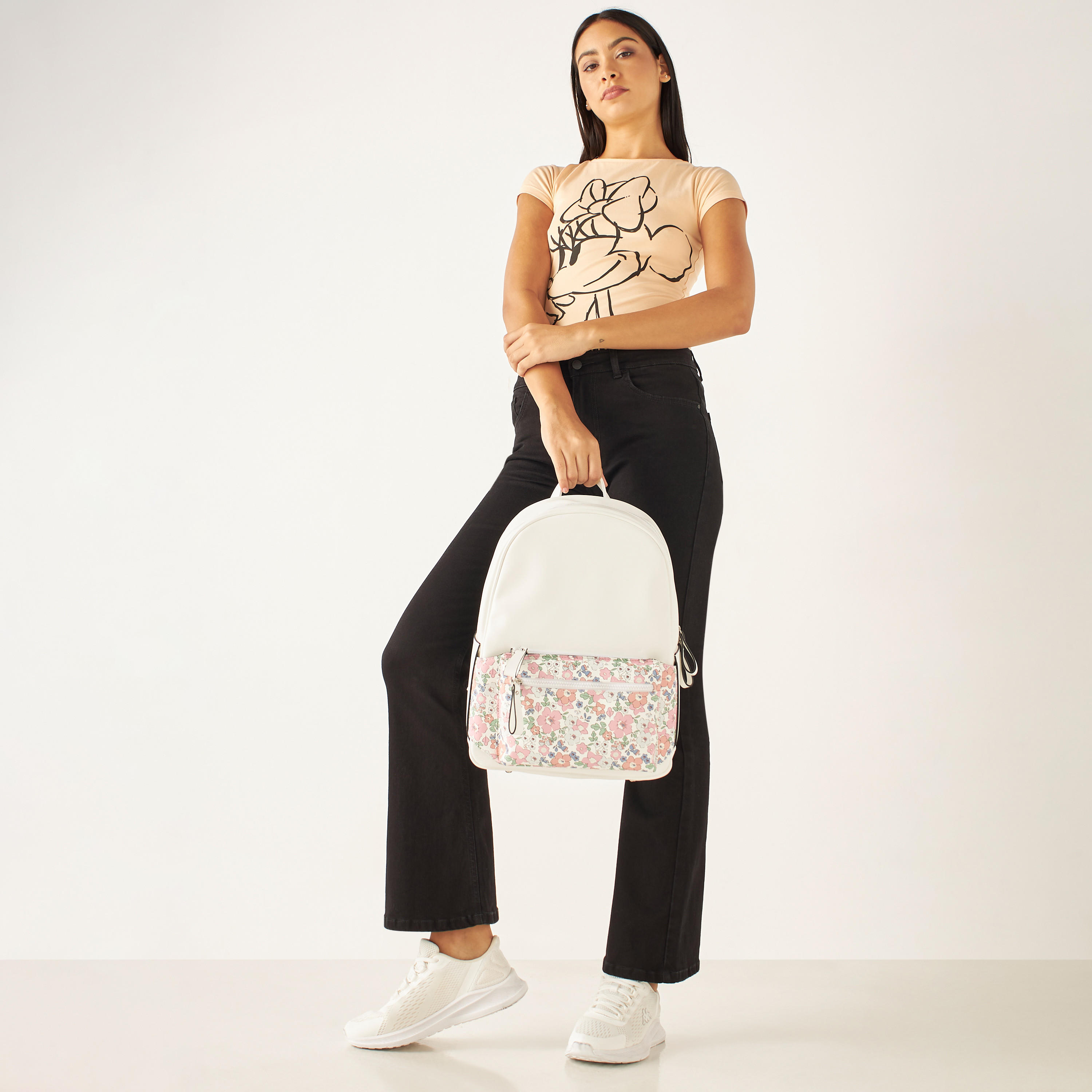 شنطة ظهر بطبعات أزهار وحمّالات كتف قابلة للتّعديل وسحّاب إغلاق من ميسي-women-bagsandwallets-backpacks-image-5