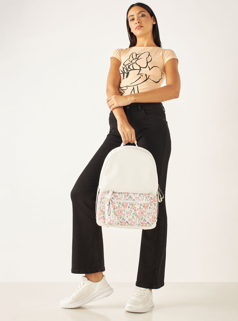 شنطة ظهر بطبعات أزهار وحمّالات كتف قابلة للتّعديل وسحّاب إغلاق من ميسي-women-bagsandwallets-backpacks-image-5