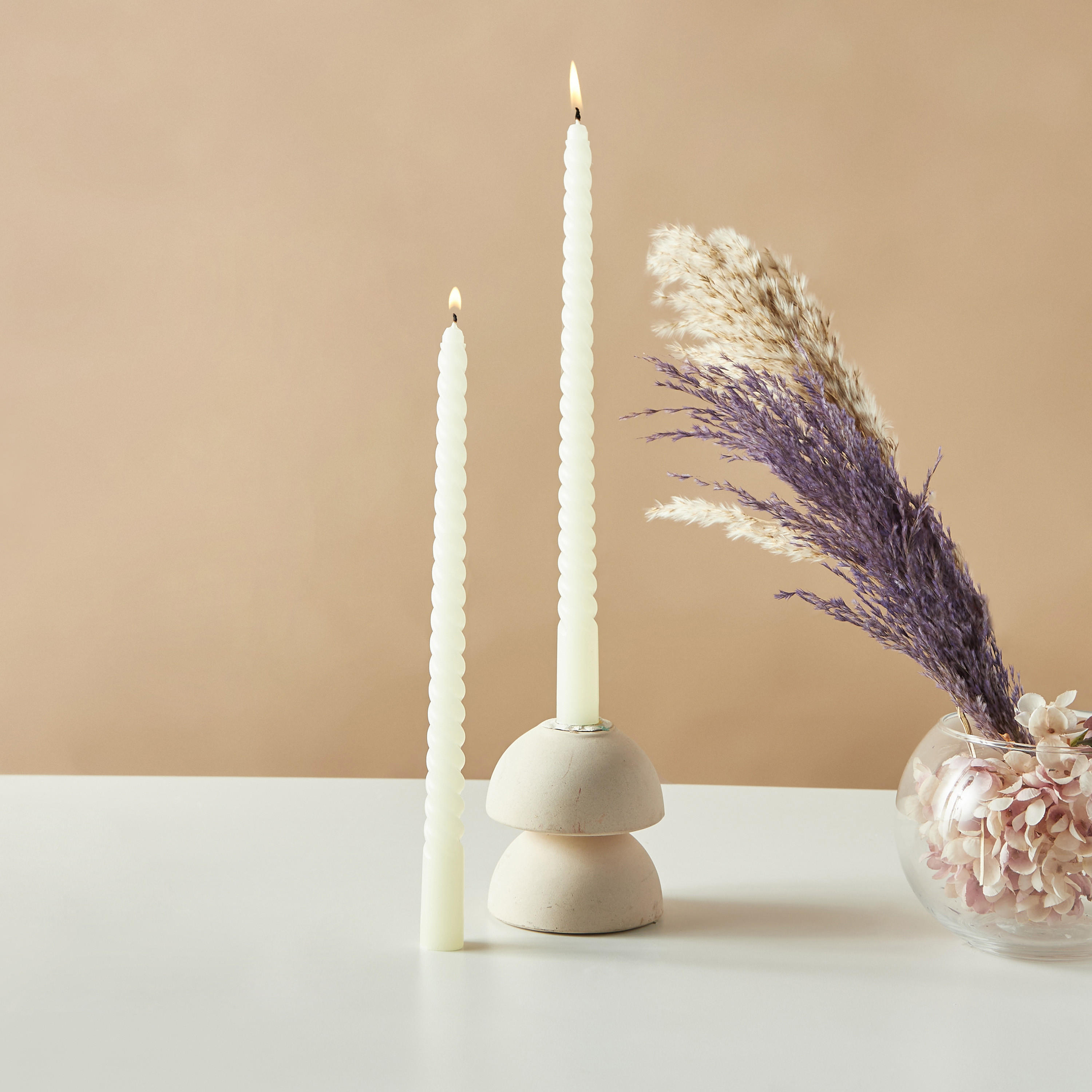 Countryfield Unscented Twirly Taper Dinner Candle - Set of 2-household-homefragrance-candles-image-1