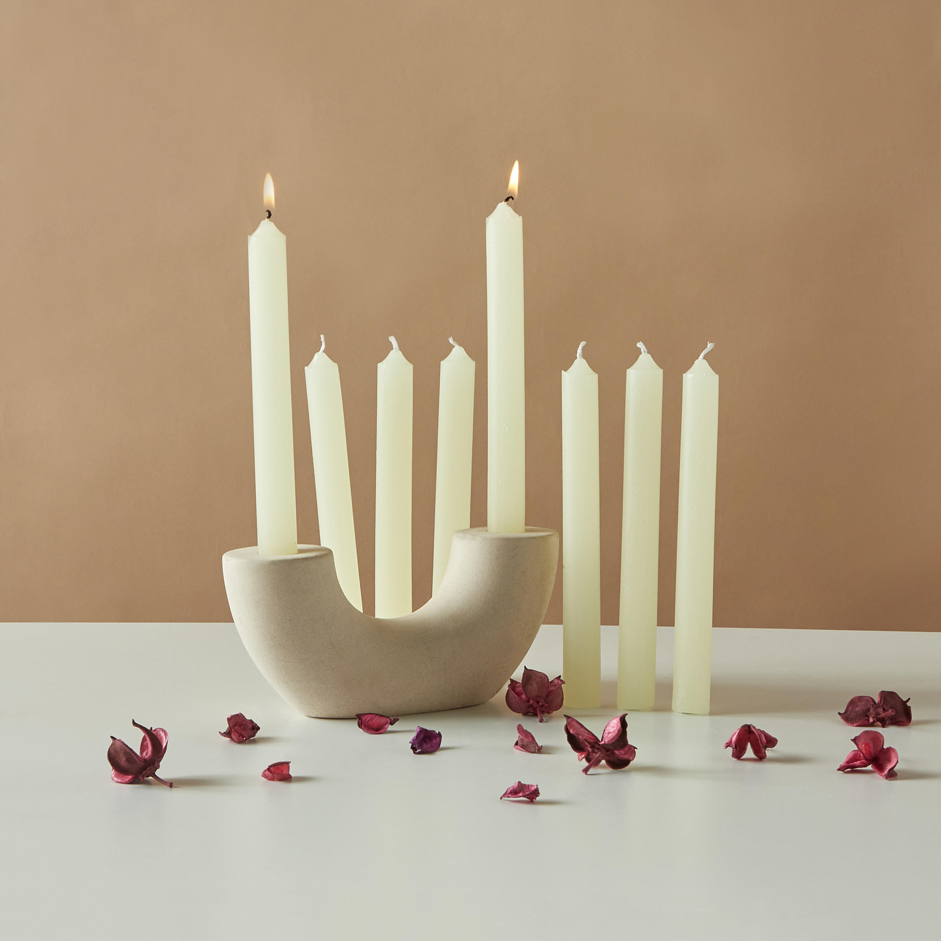 Countryfield Essentials Unscented Taper Dinner Candle - Set of 8-household-homefragrance-candles-image-1