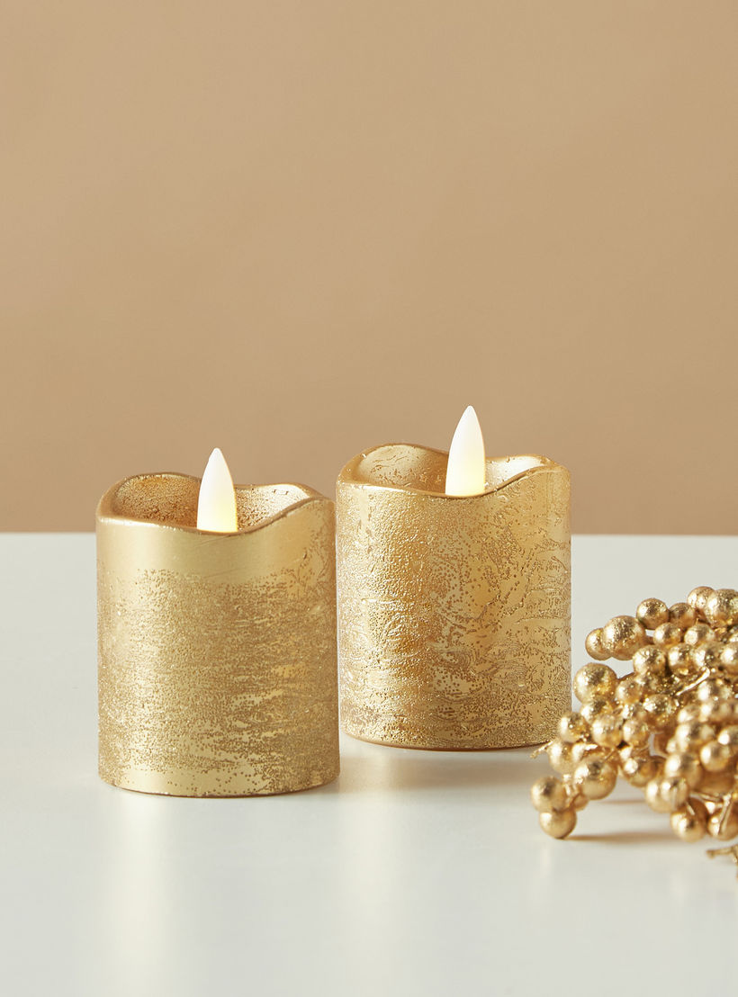 Countryfield Essentials 2-Piece LED Flameless Wax Pillar Candle Set - 7 cms-household-homefragrance-candles-image-4