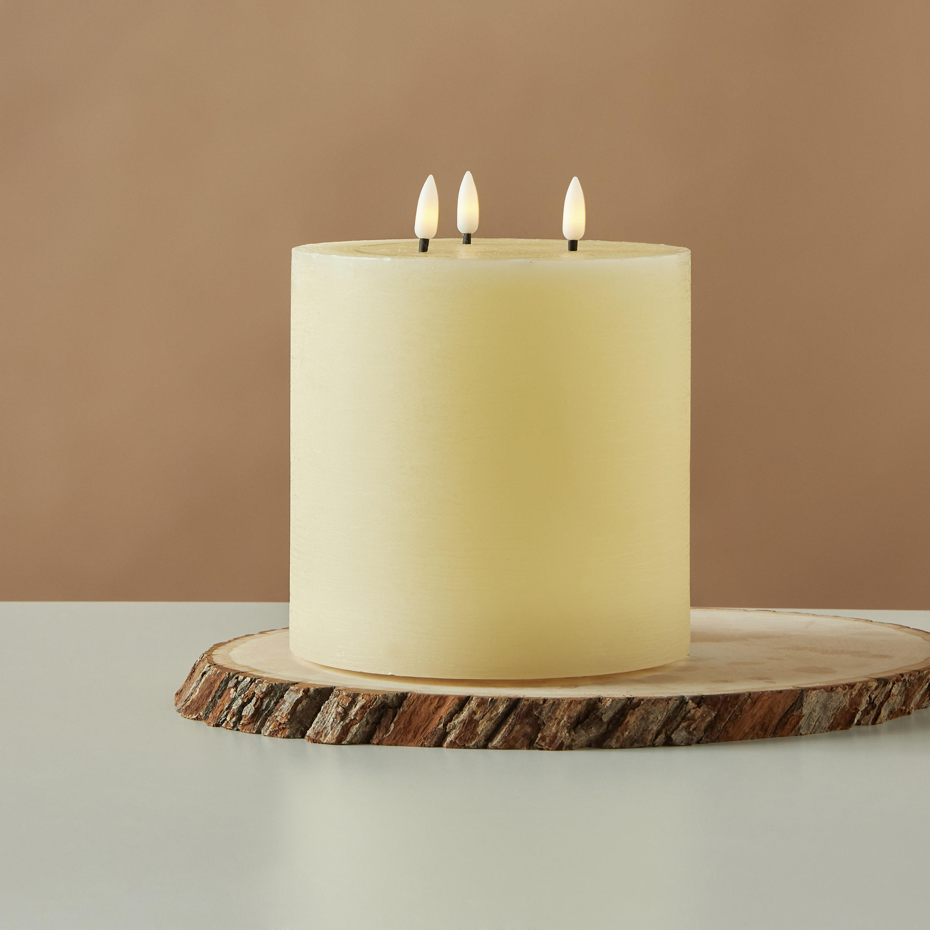 Essentials 3-Wick Flameless LED Wax Pillar Candle - 18 cms-household-homefragrance-candles-image-1