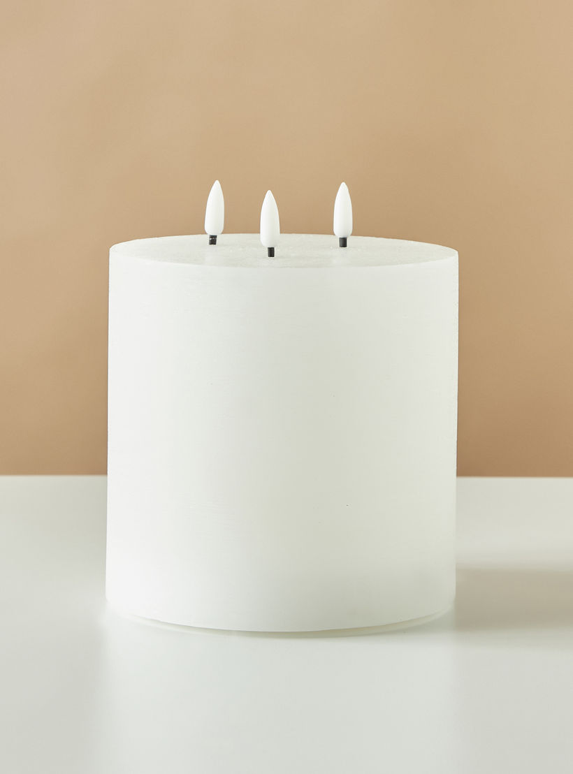 Countryfield Essentials 3-Wick Flameless LED Wax Pillar Candle - 18 cms-household-homefragrance-candles-image-2