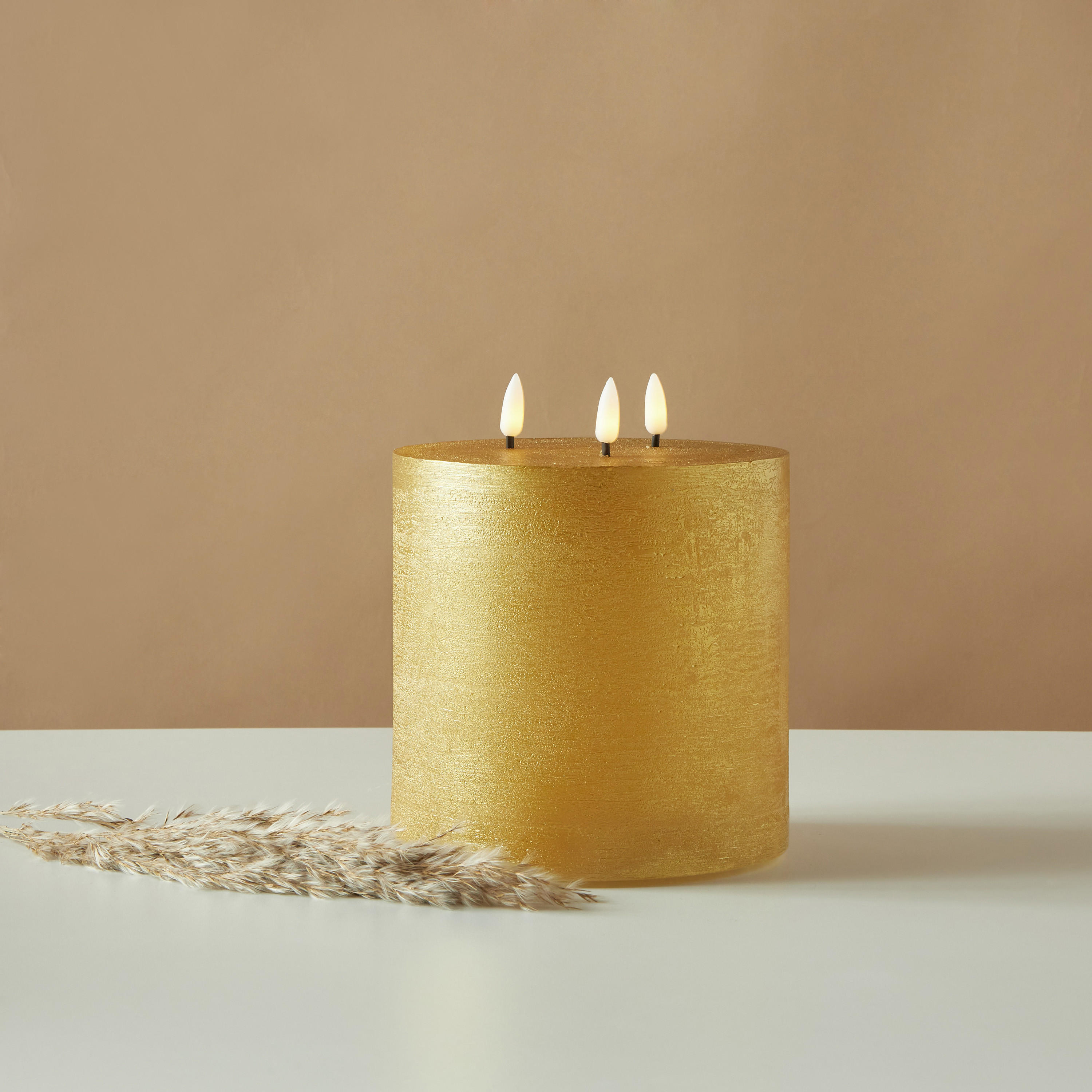 Countryfield Essentials 3-Wick Flameless LED Wax Pillar Candle - 18 cms-household-homefragrance-candles-image-1