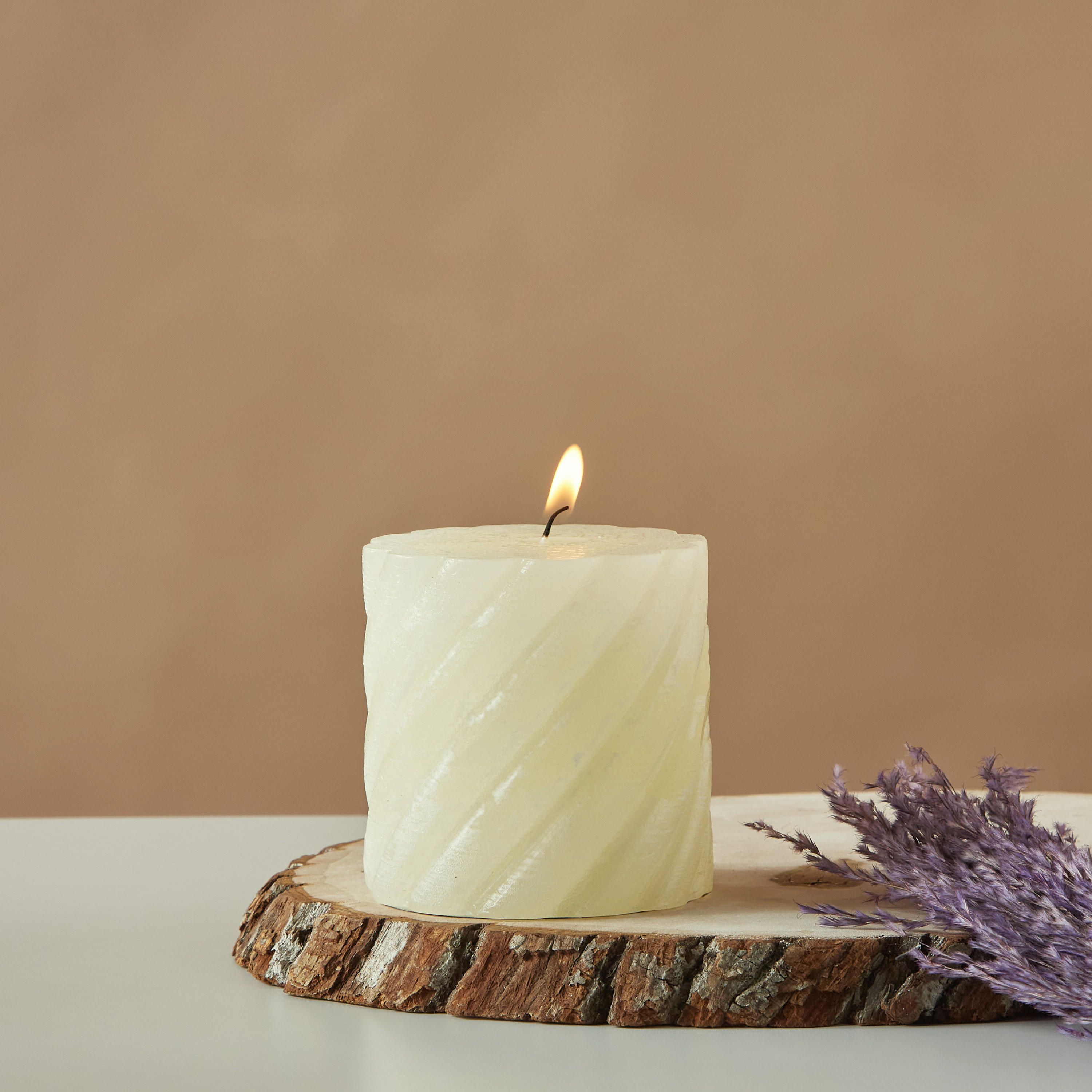 Countryfield Essentials Unscented Spiral Pillar Candle - 8 cms-household-homefragrance-candles-image-1