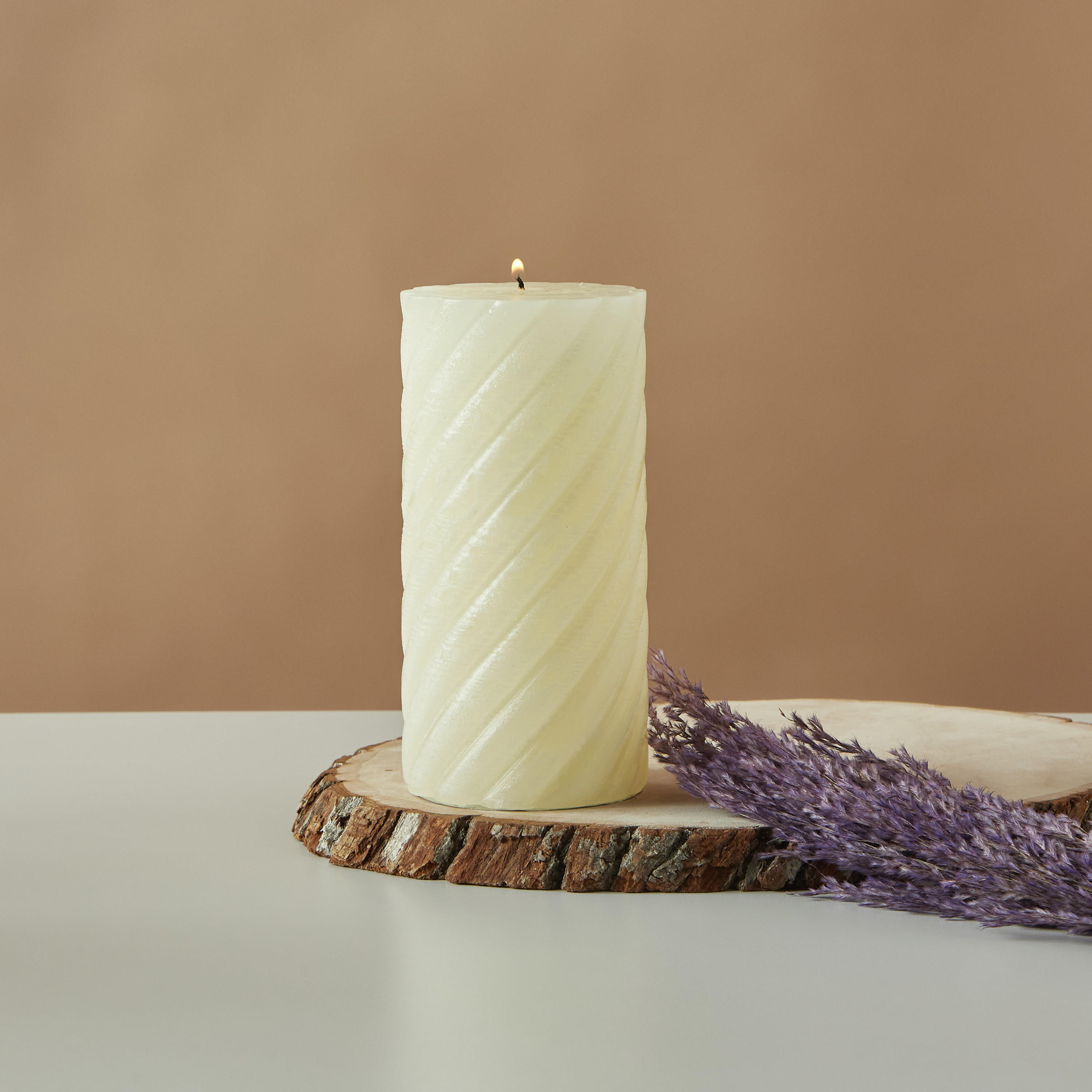 Countryfield Tonnie Essentials Unscented Spiral Pillar Candle - 15 cms-household-homefragrance-candles-image-1