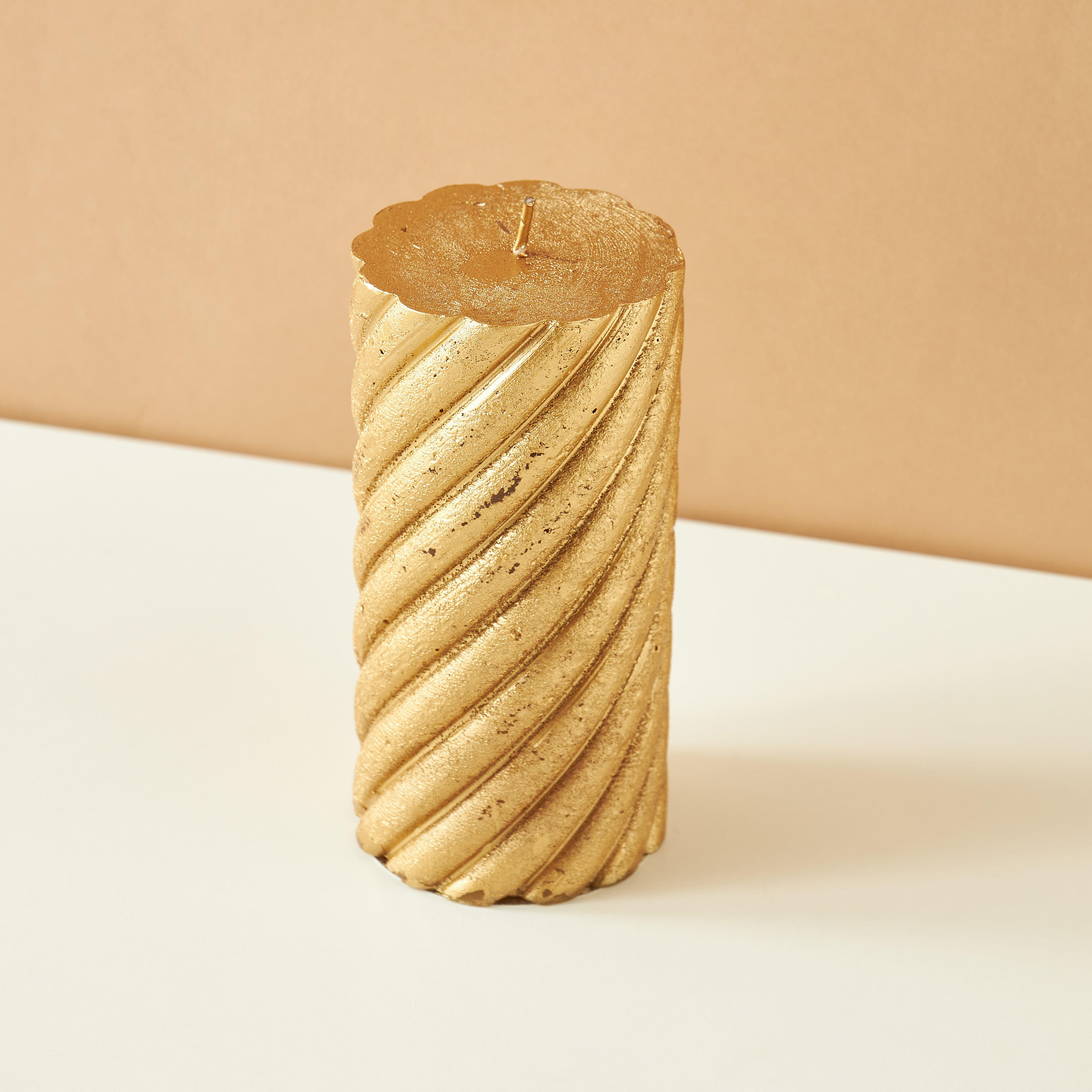 Essentials Unscented Spiral Pillar Candle - 15 cms-household-homefragrance-candles-image-2