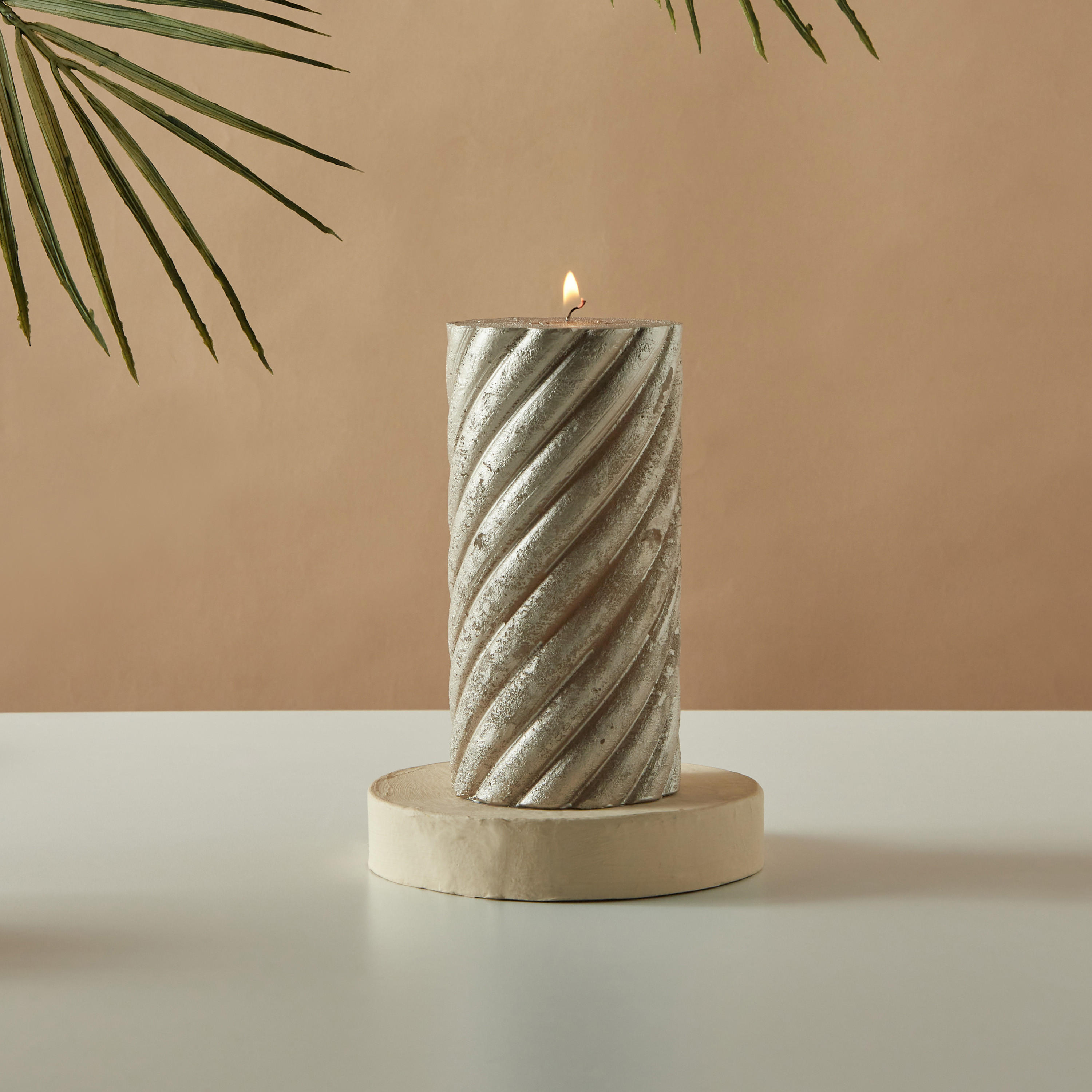Countryfield Tonnie Essentials Metallic Unscented Spiral Pillar Candle-household-homefragrance-candles-image-1