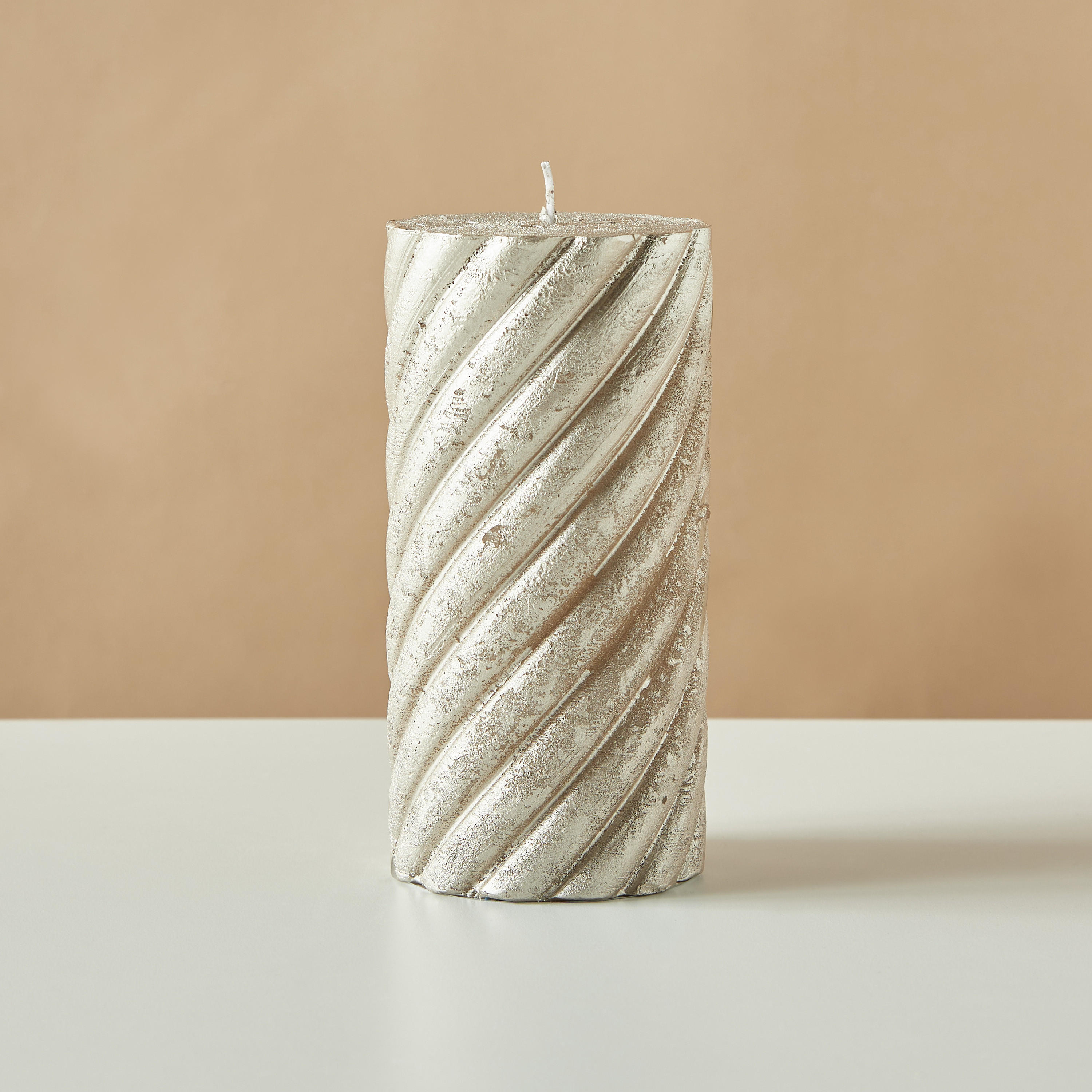 Countryfield Tonnie Essentials Metallic Unscented Spiral Pillar Candle-household-homefragrance-candles-image-2