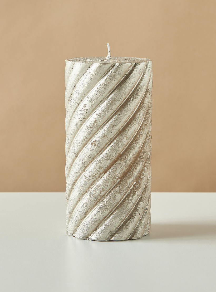 Countryfield Tonnie Essentials Metallic Unscented Spiral Pillar Candle-household-homefragrance-candles-image-2