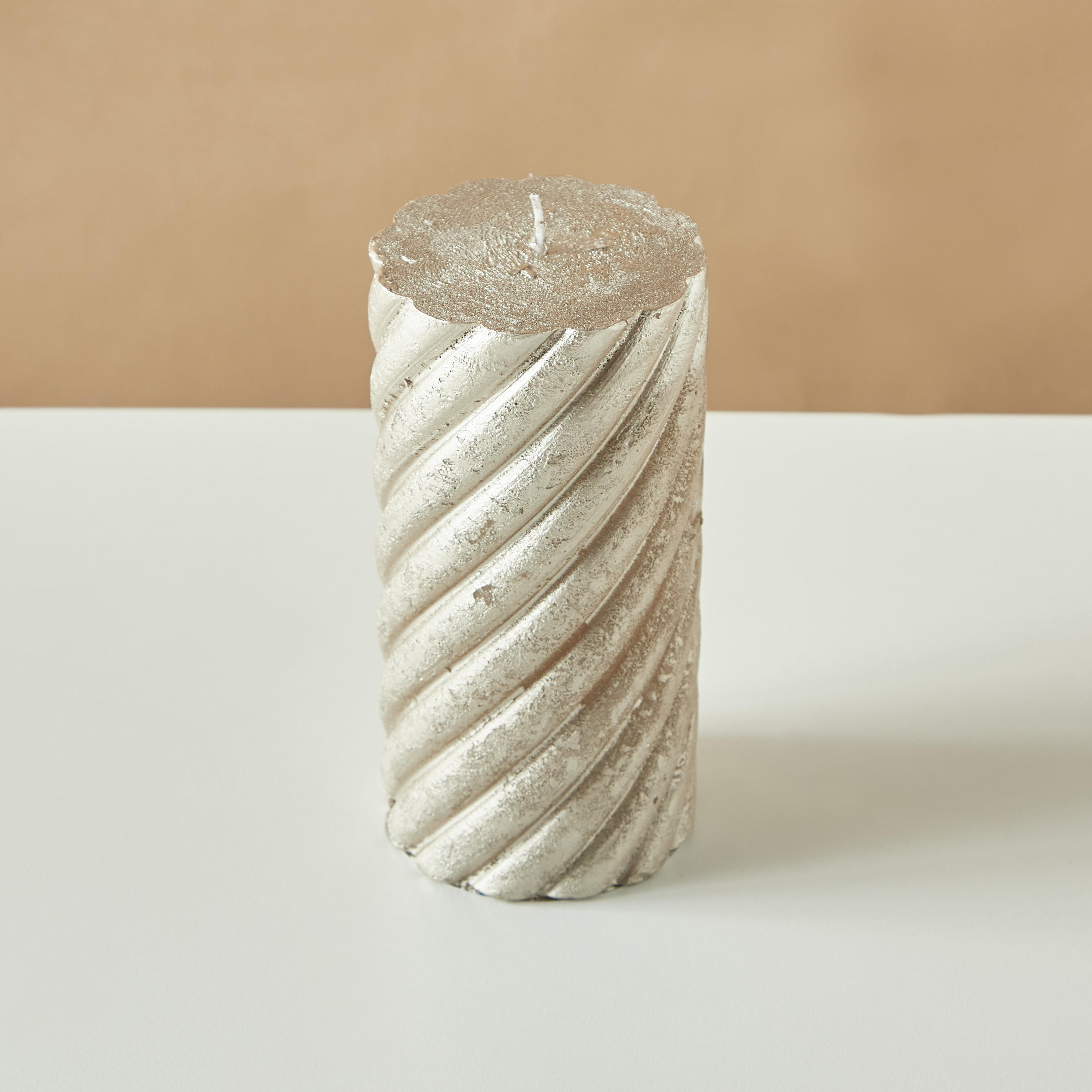 Countryfield Tonnie Essentials Metallic Unscented Spiral Pillar Candle-household-homefragrance-candles-image-3