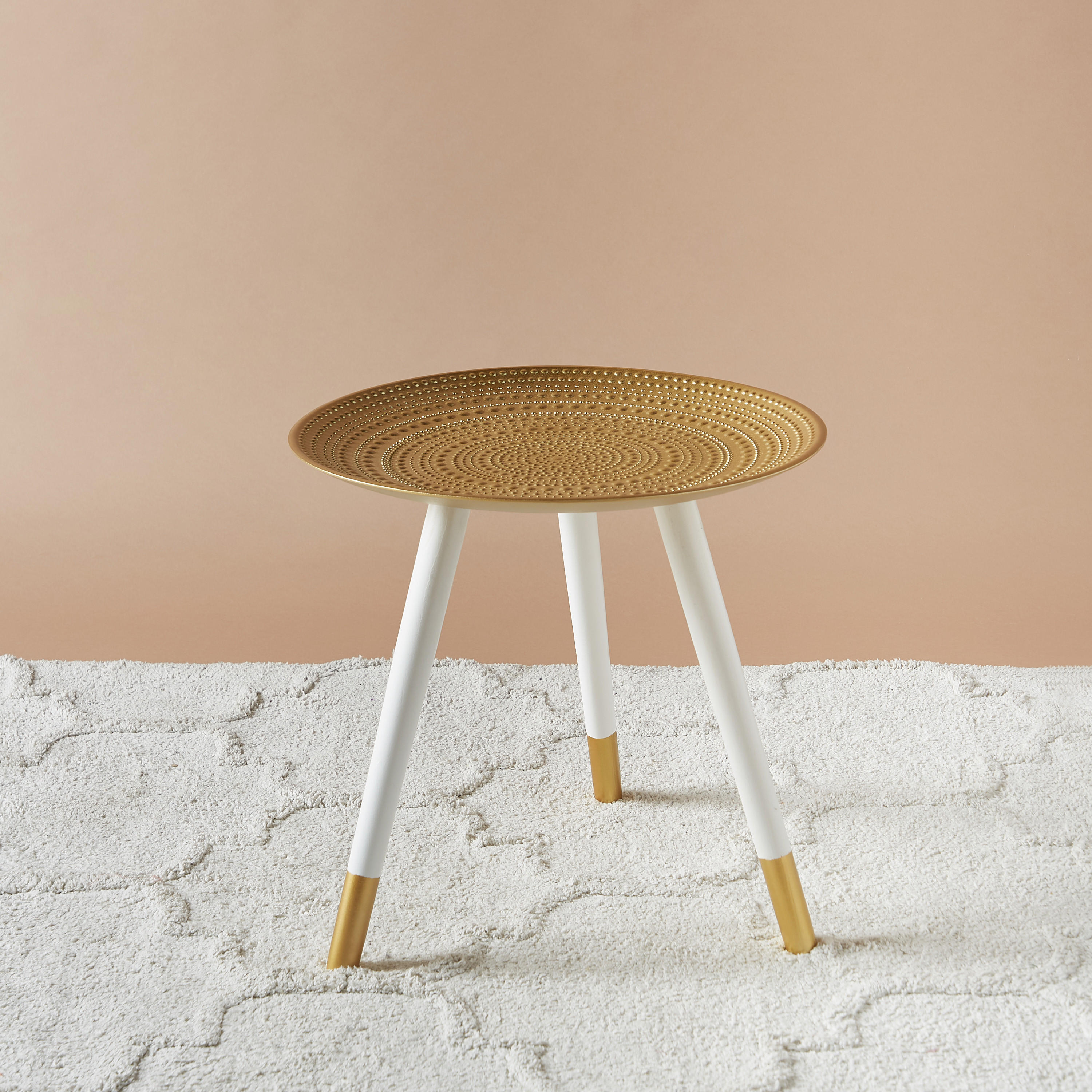Textured Wooden Accent Table - 49x49x48 cms-furniture-livingroom-sideandendtables-image-1