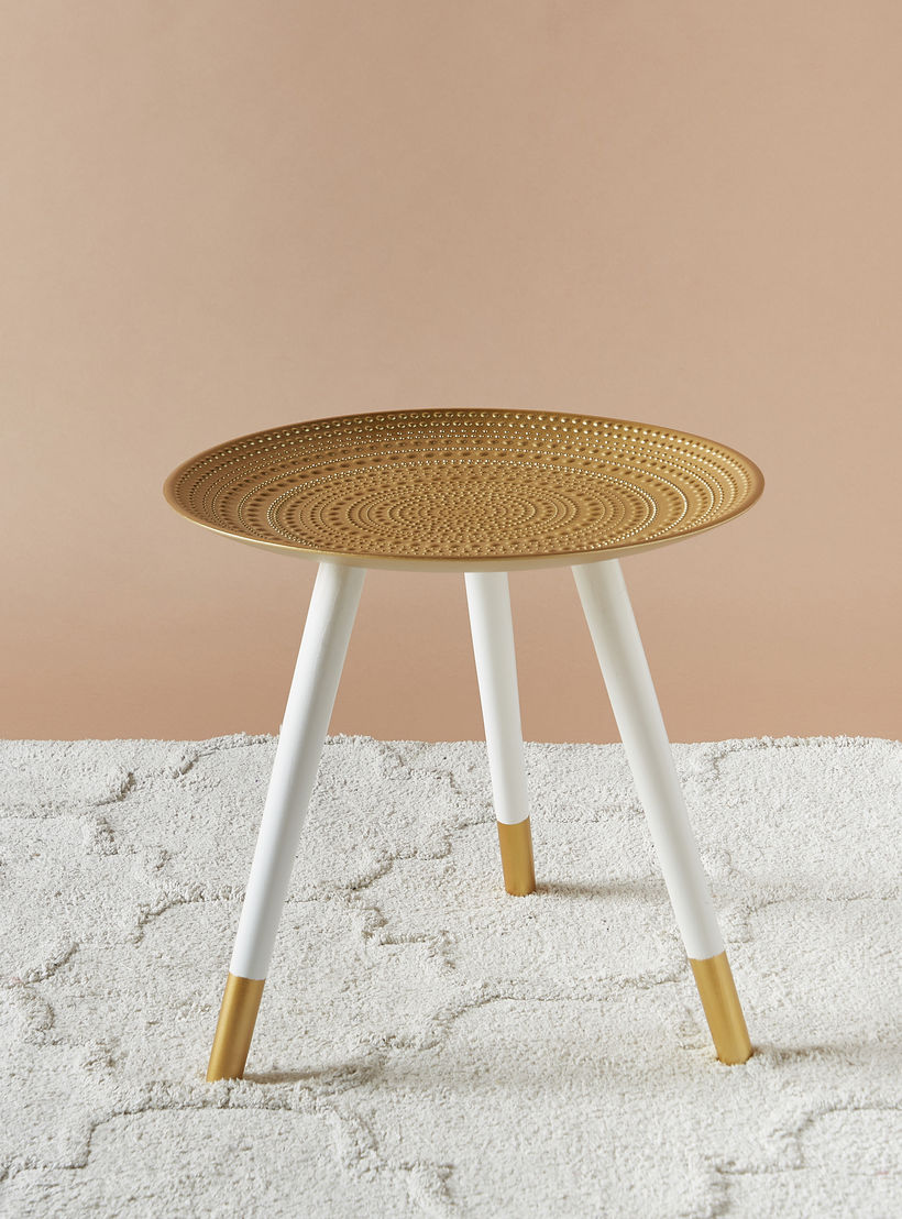 Textured Wooden Accent Table - 49x49x48 cms-furniture-livingroom-sideandendtables-image-1