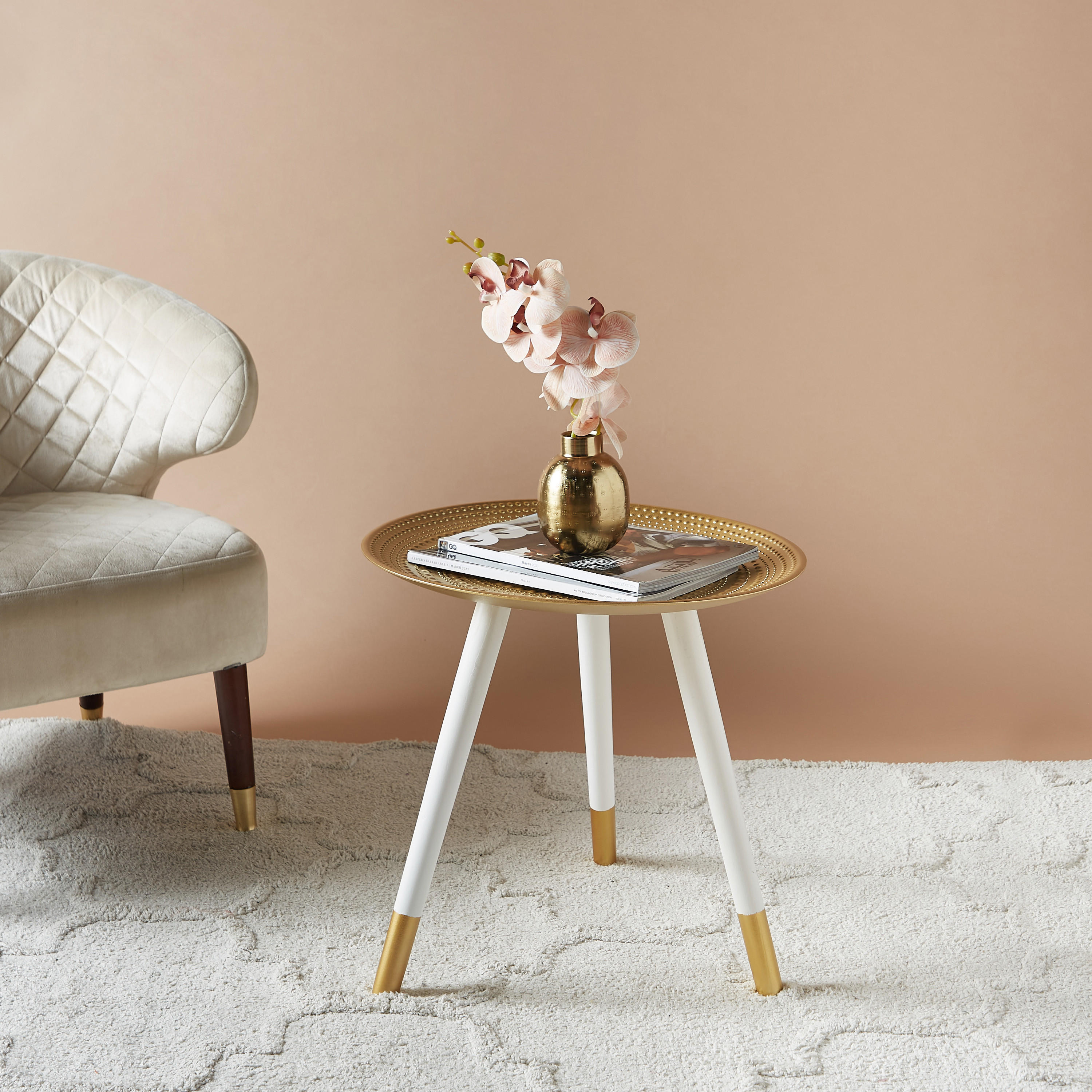 Textured Wooden Accent Table - 49x49x48 cms-furniture-livingroom-sideandendtables-image-2