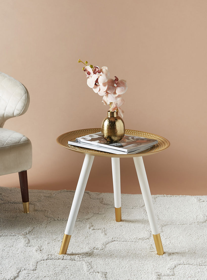 Textured Wooden Accent Table - 49x49x48 cms-furniture-livingroom-sideandendtables-image-2