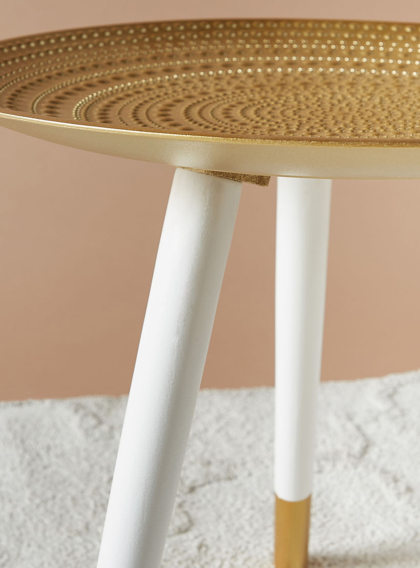 Textured Wooden Accent Table - 49x49x48 cms-furniture-livingroom-sideandendtables-image-4