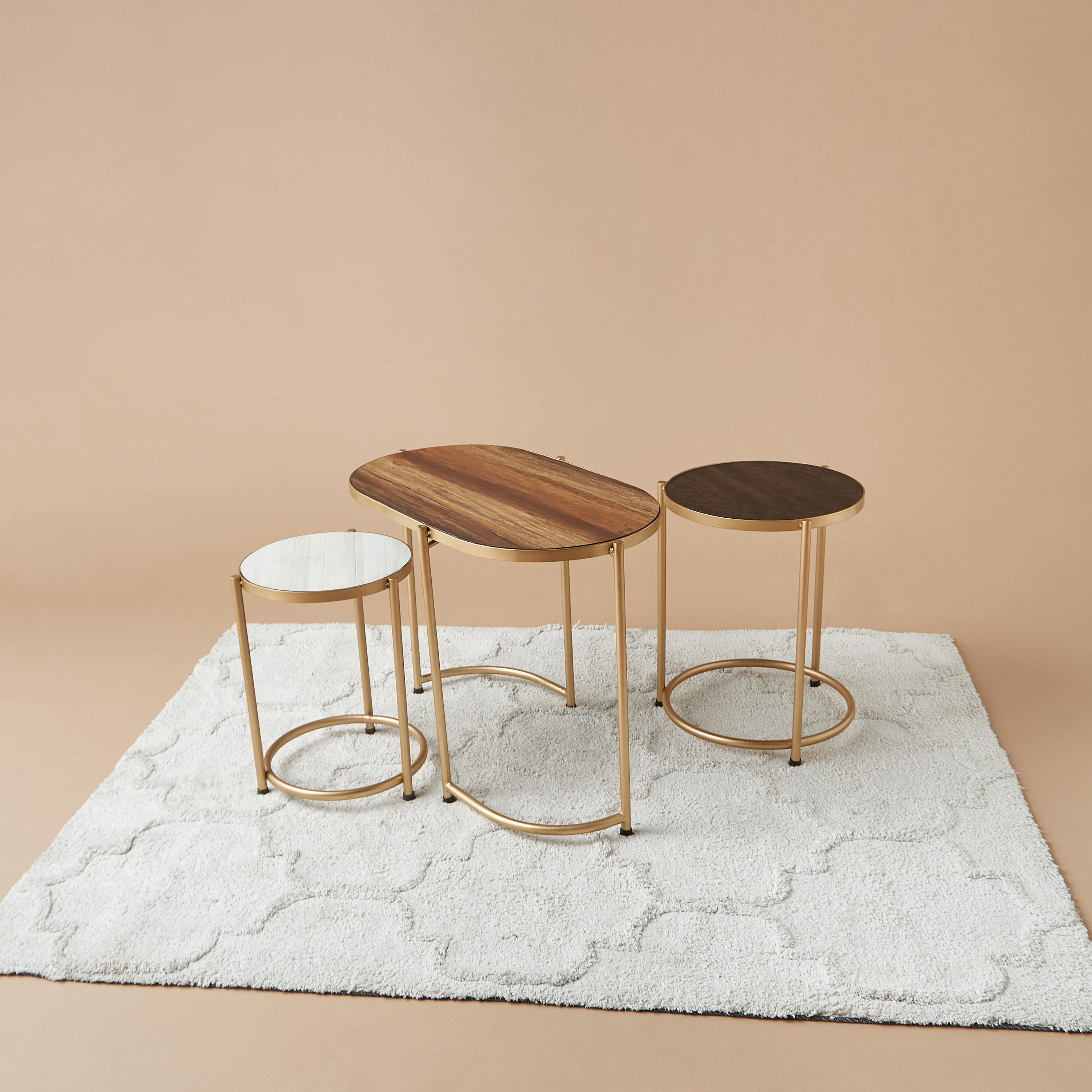 Wooden Top 3-Piece Steel Nesting Table Set-furniture-livingroom-nestoftables-image-1