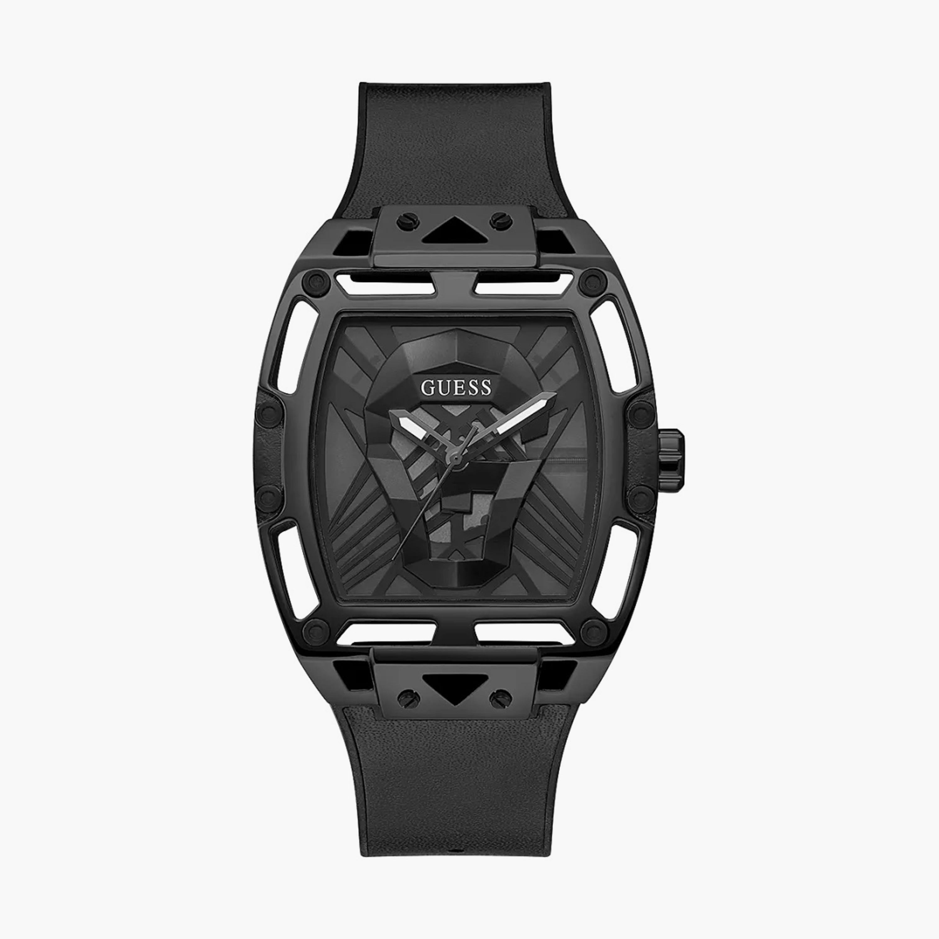 Guess Men's Black Analog Leather Strap Watch - GW0500G2-men-watchesandjewellery-watches-image-1