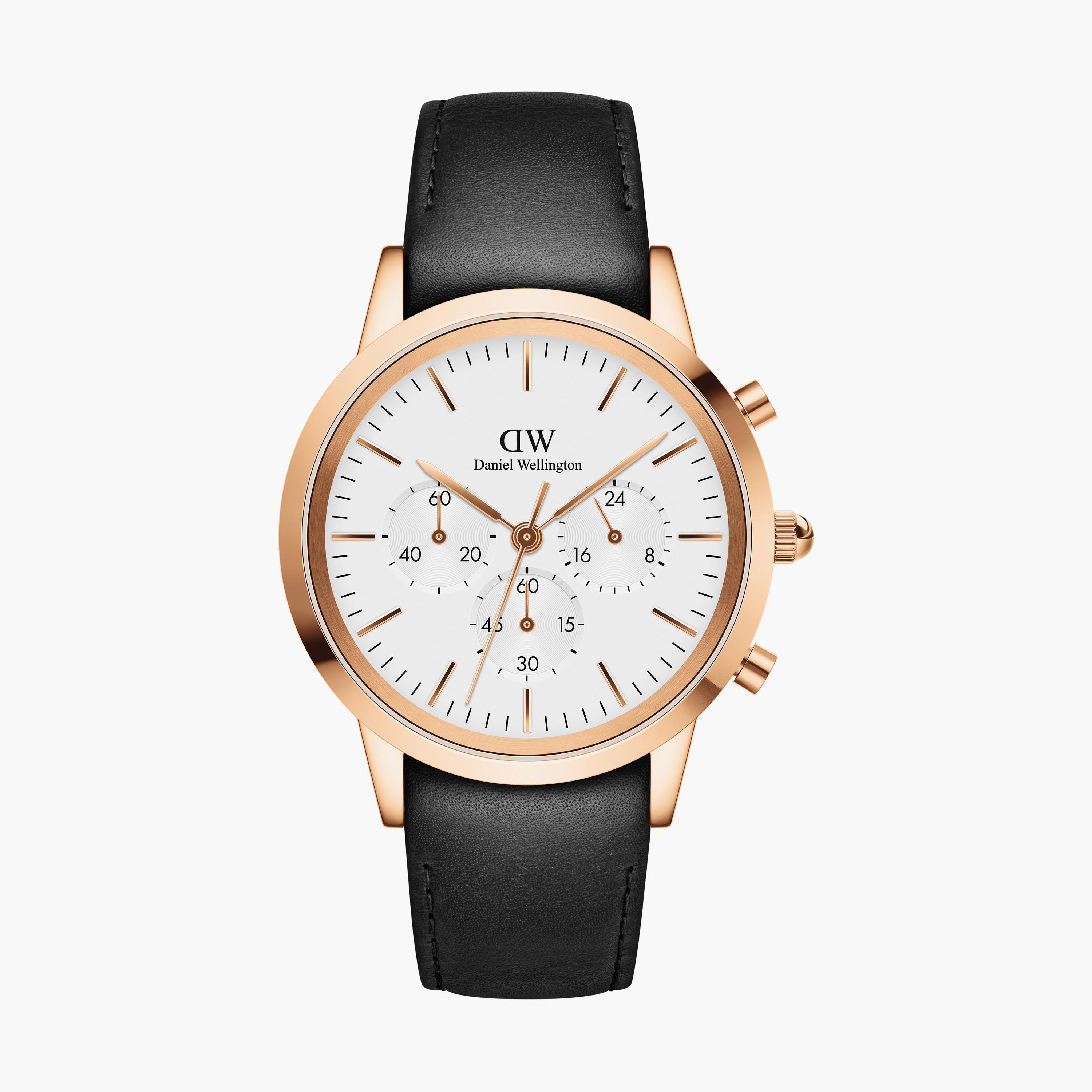 Daniel Wellington 42 MM Men's Black Chronograph Leather Strap Watch - DW00100646-men-watchesandjewellery-watches-image-1