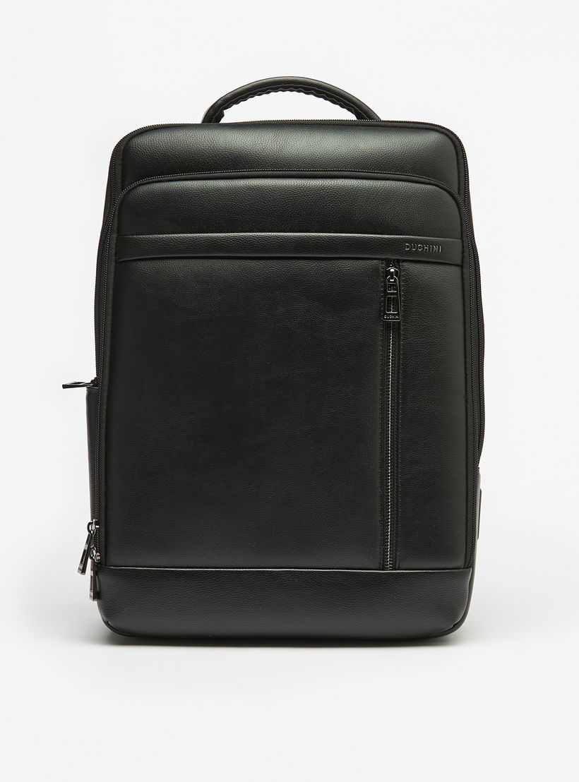 Duchini Textured Backpack with Adjustable Straps and Zip Closure-men-bags-image-1