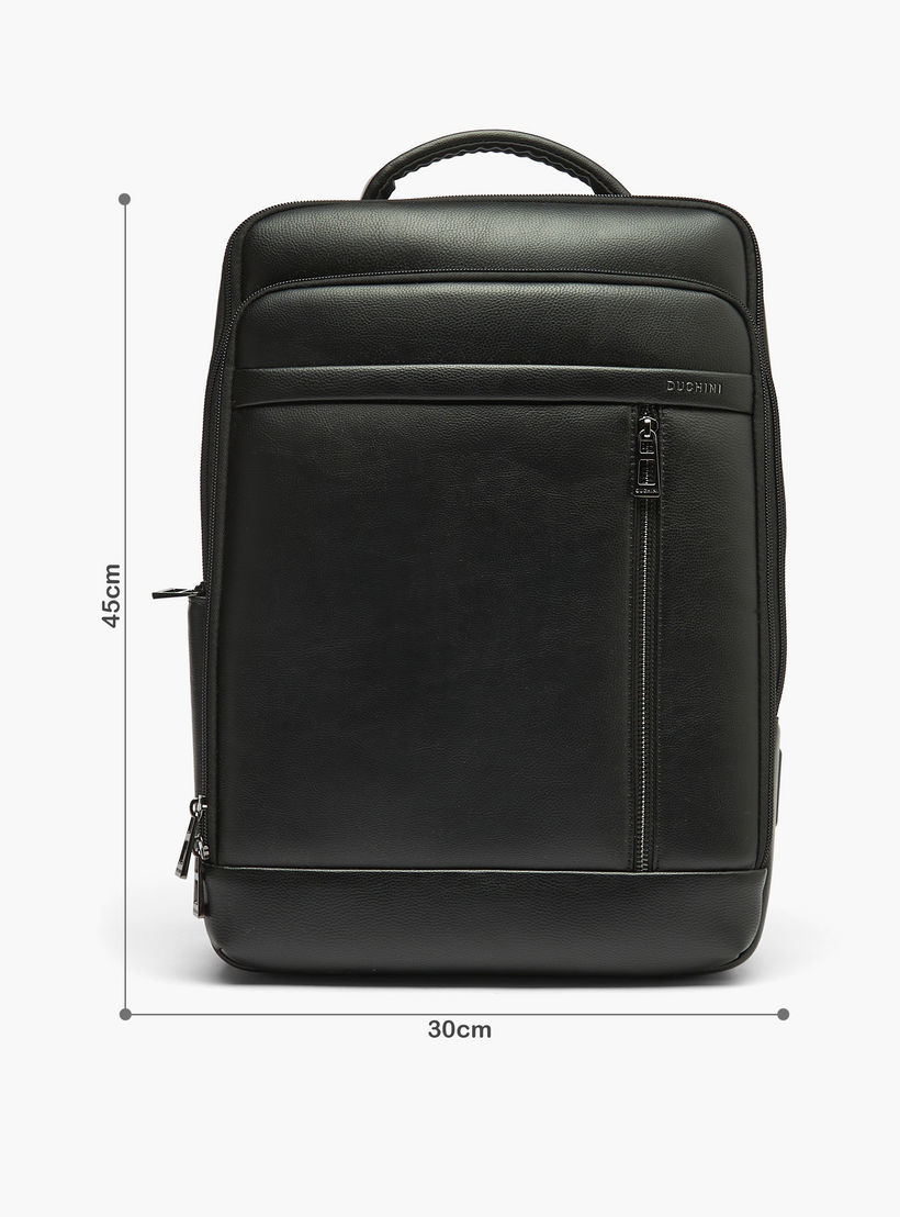 Duchini Textured Backpack with Adjustable Straps and Zip Closure-men-bags-image-2