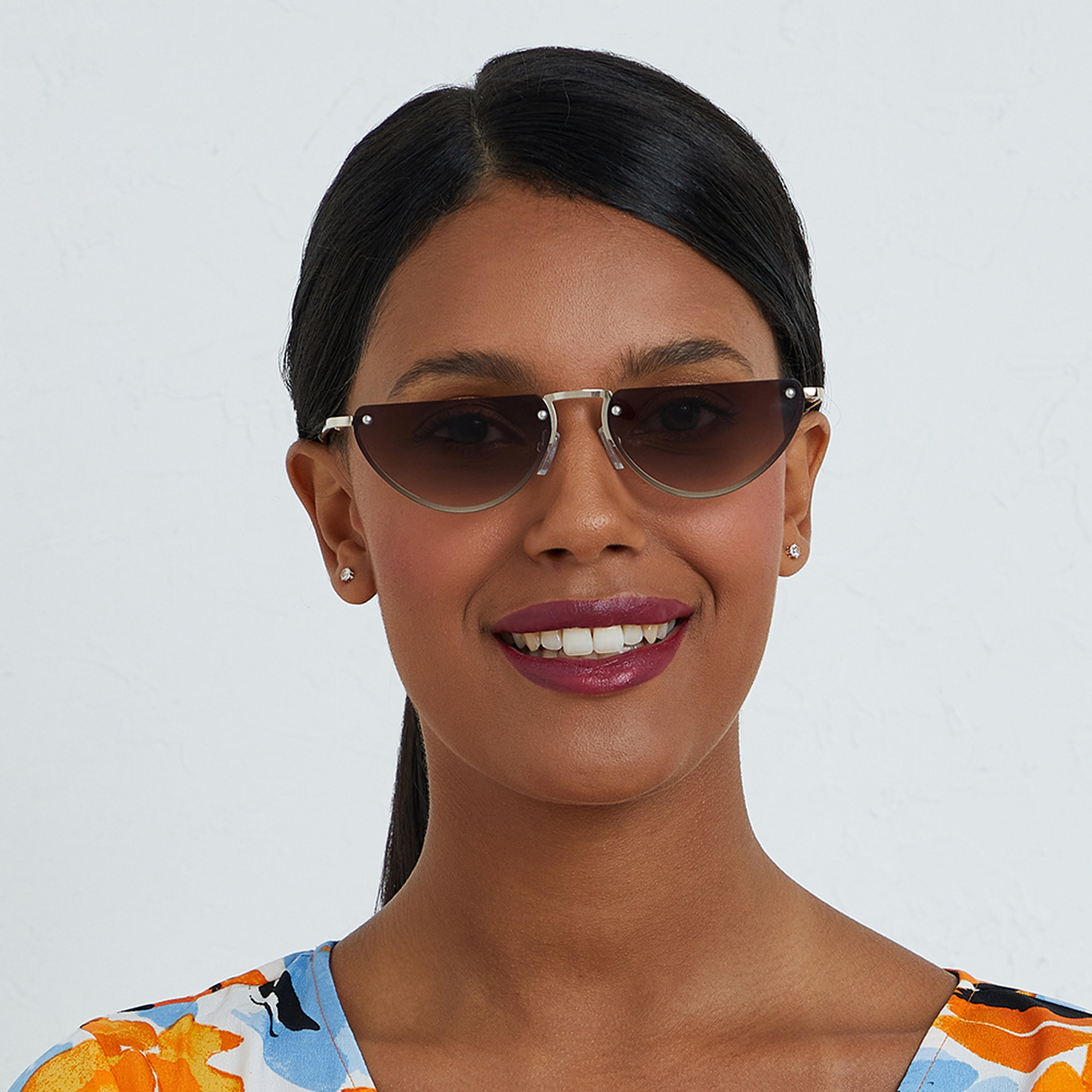 BlackOut DEMI LUNE Brown 59 mm Cat Eye Sunglasses -women-sunglasses-image-4